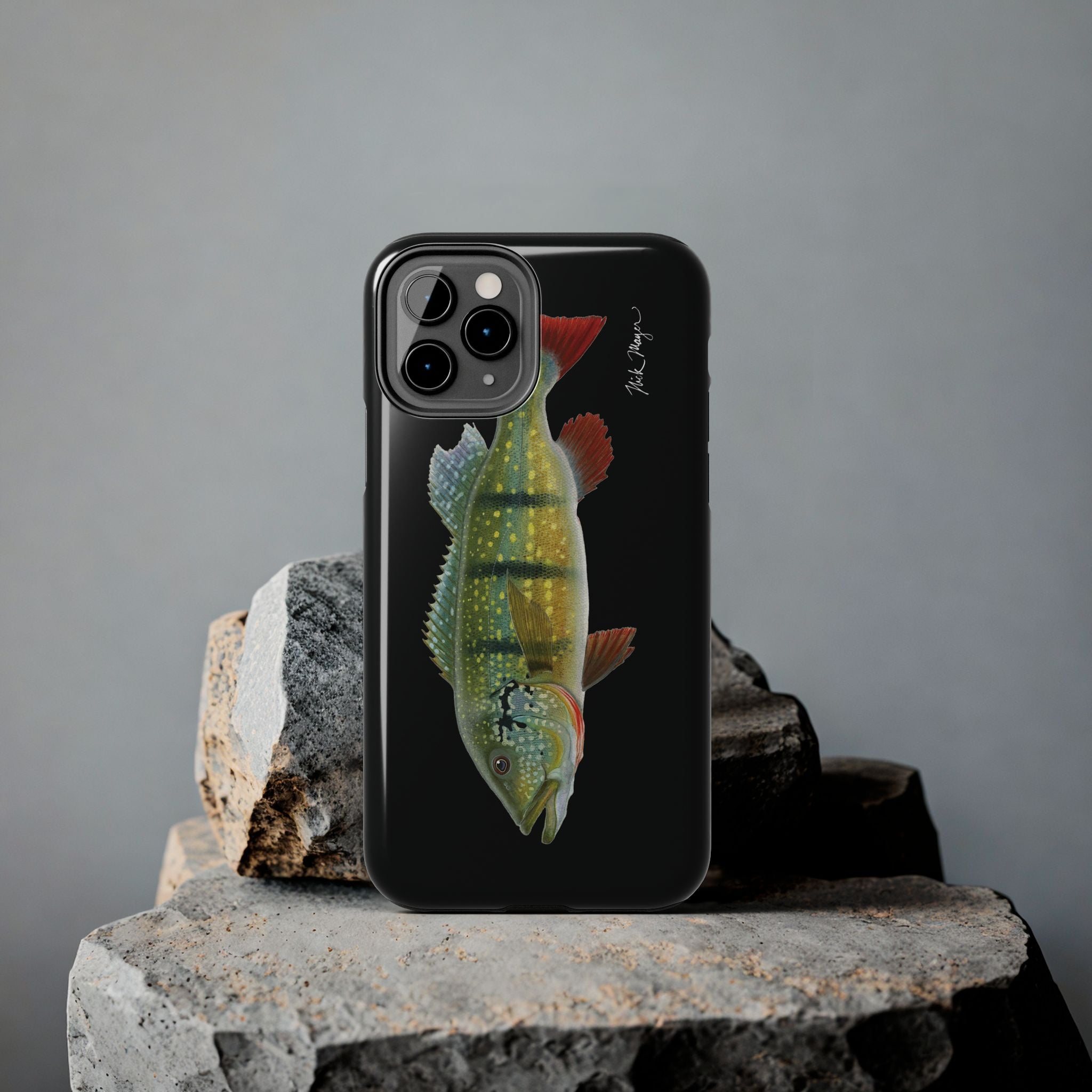 Peacock Bass Black iPhone Case