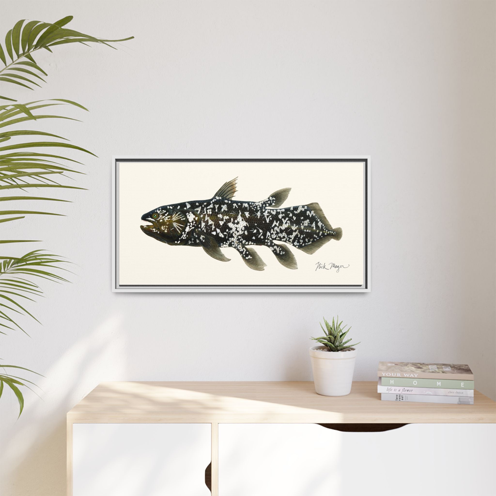 Coelacanth Framed Canvas Print Printify