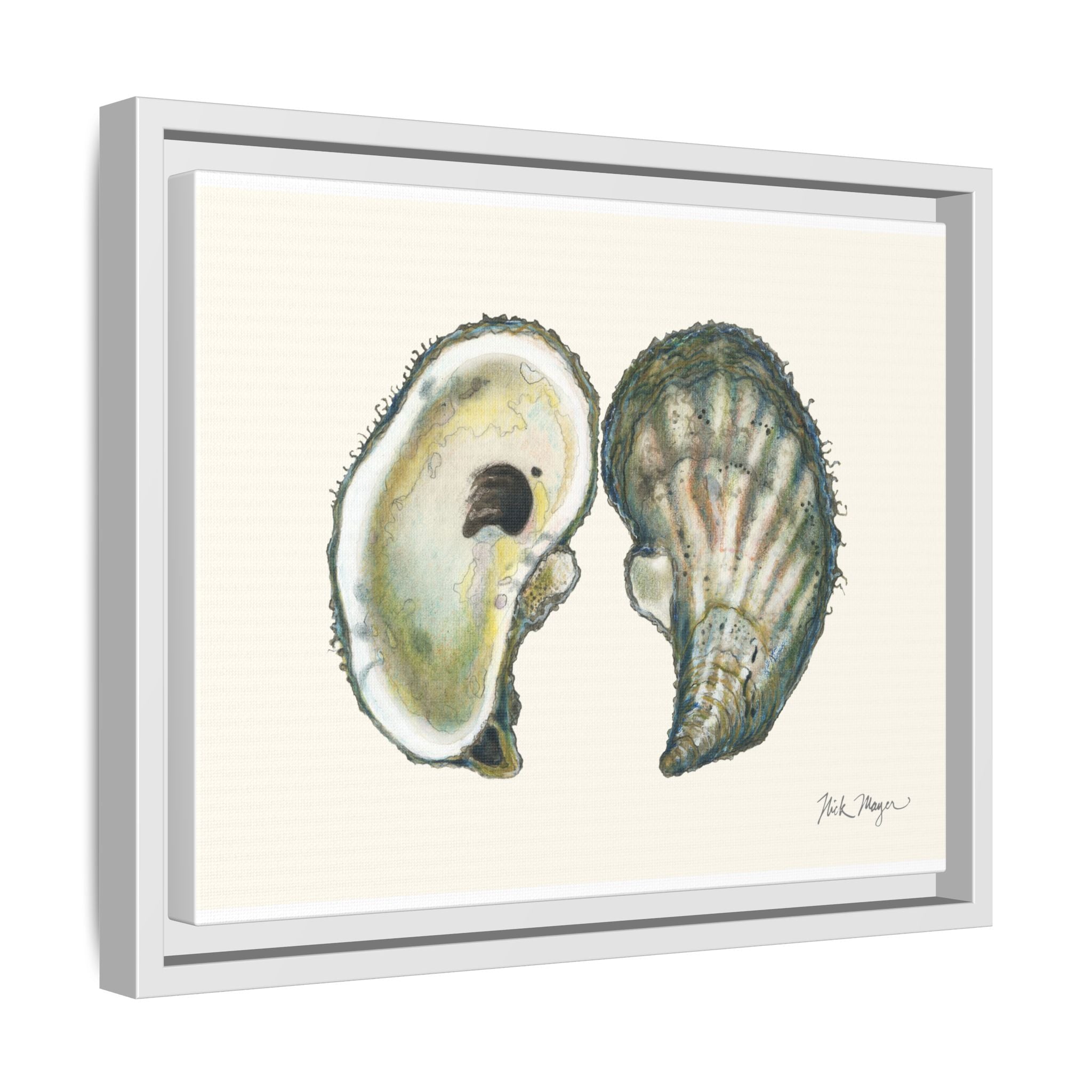 Framed Oysters Art Print — Coastal Sea Shell Wall Decor Printify