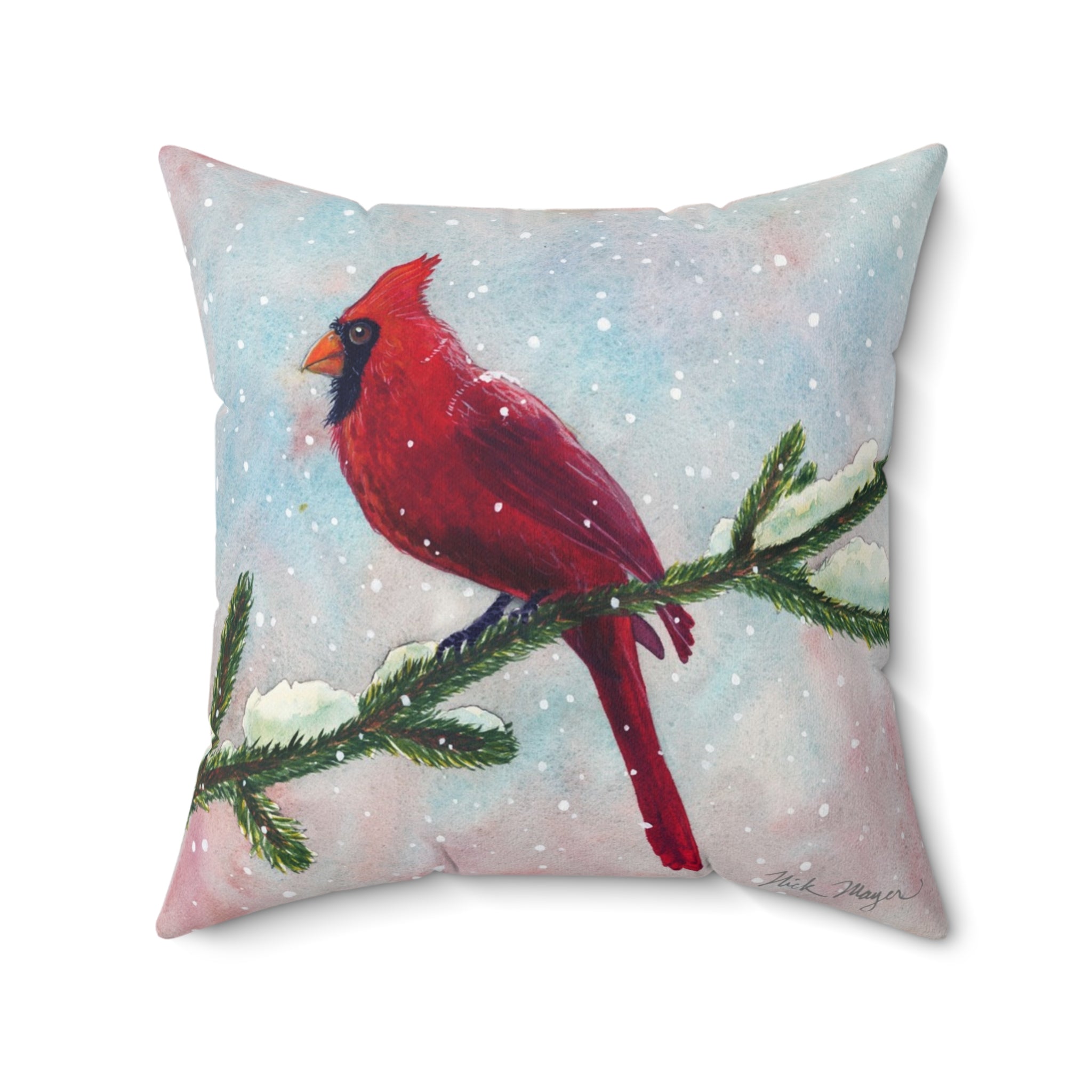 Snowy Cardinal II Throw Pillow