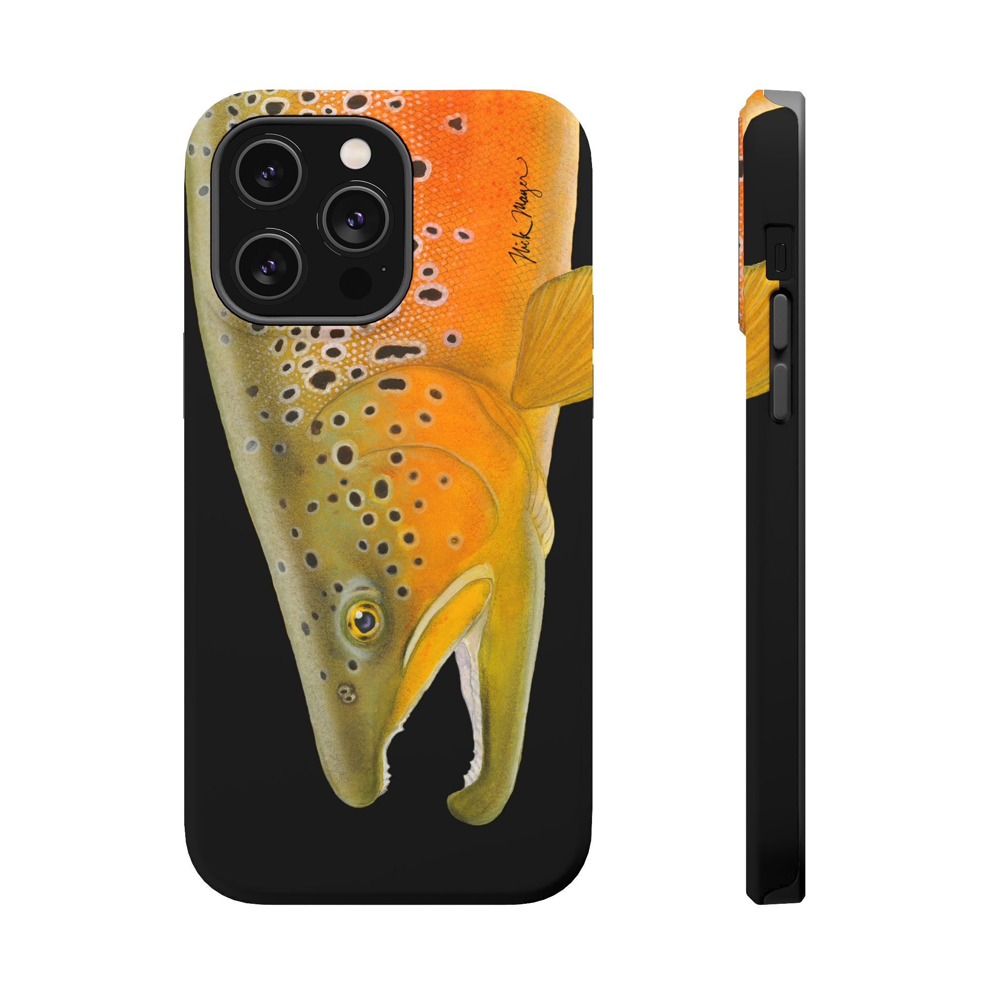 Brown Trout 2 Black MagSafe iPhone Case