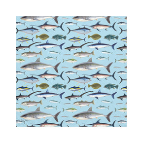 NE Fish Blue 4 Piece Cloth Napkin Set