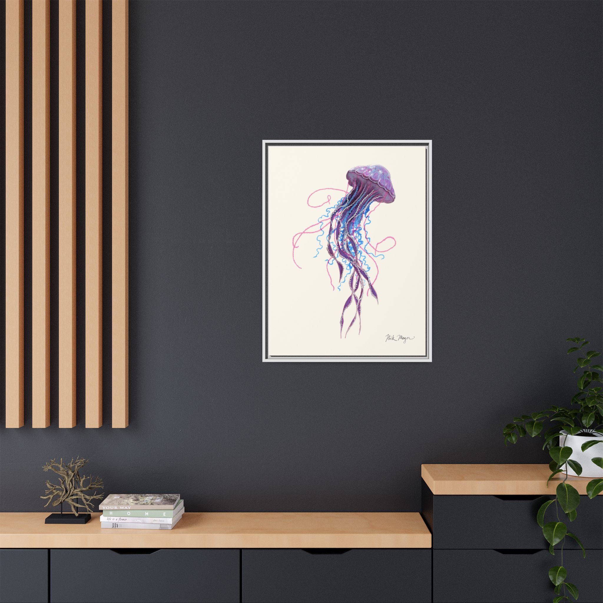 Purple Jellyfish II Framed Canvas Print Printify