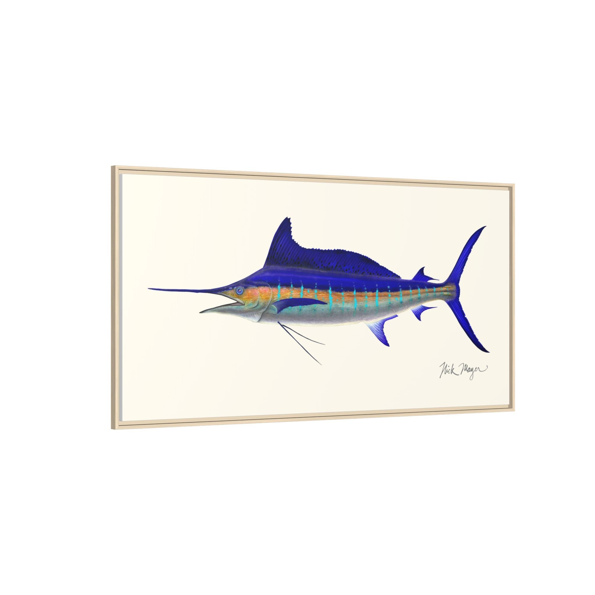 Striped Marlin Framed Canvas Print Printify