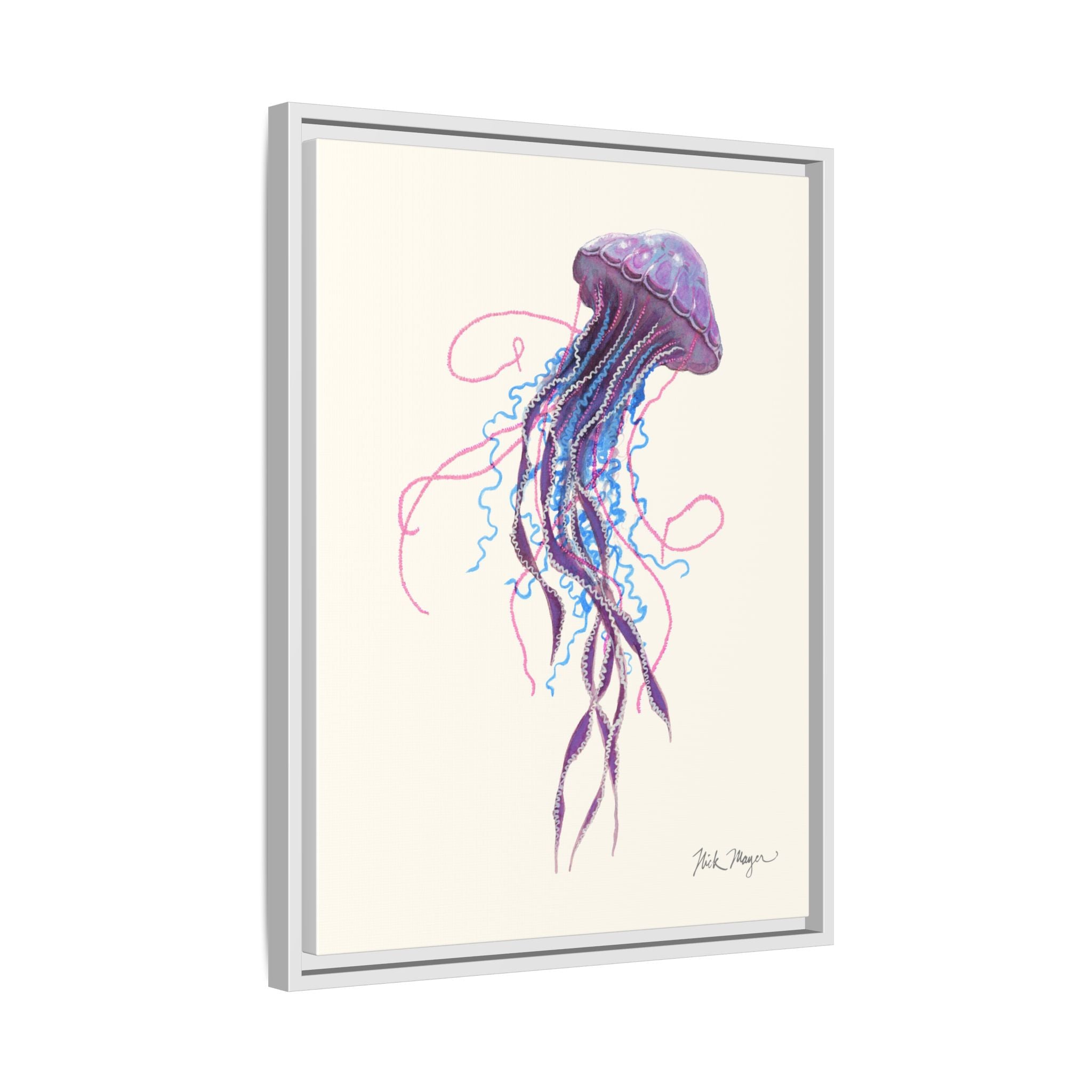 Purple Jellyfish II Framed Canvas Print Printify