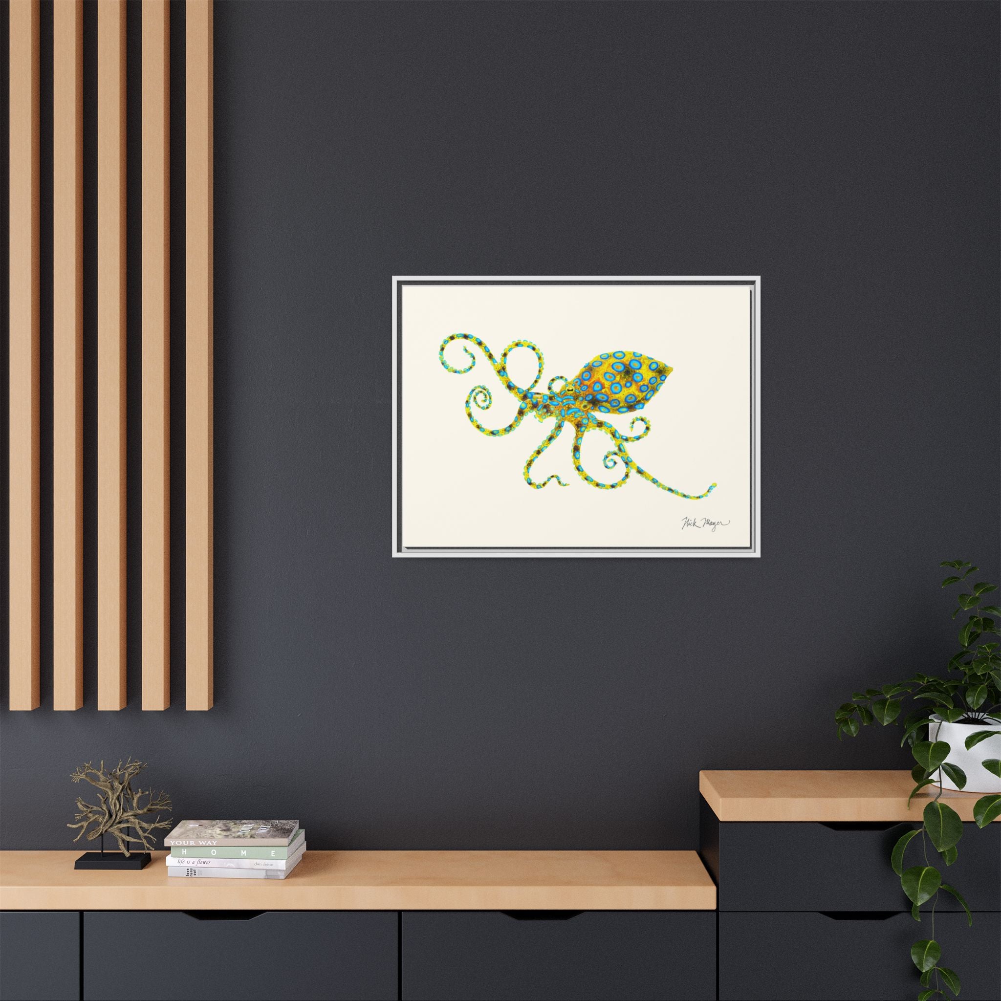 Blue Ringed Octopus Framed Canvas Print Printify
