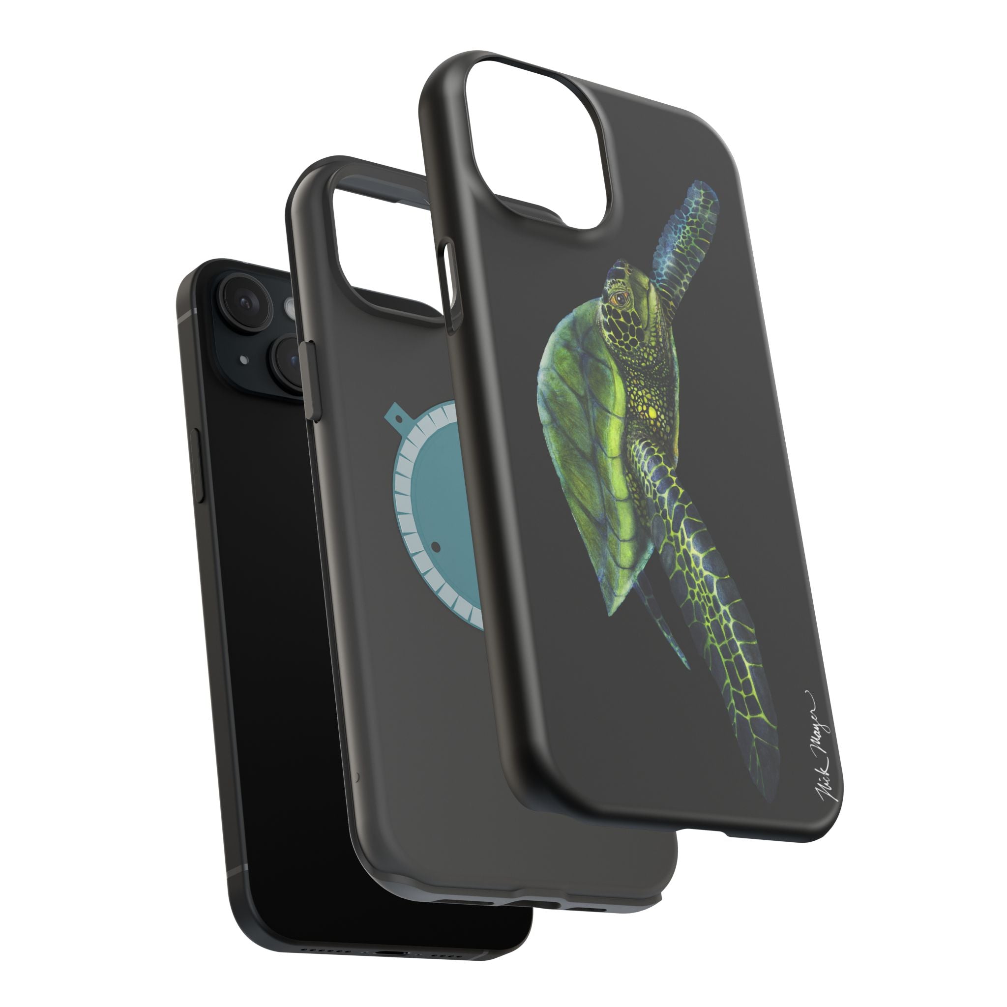 Green Sea Turtle MagSafe Black iPhone Case