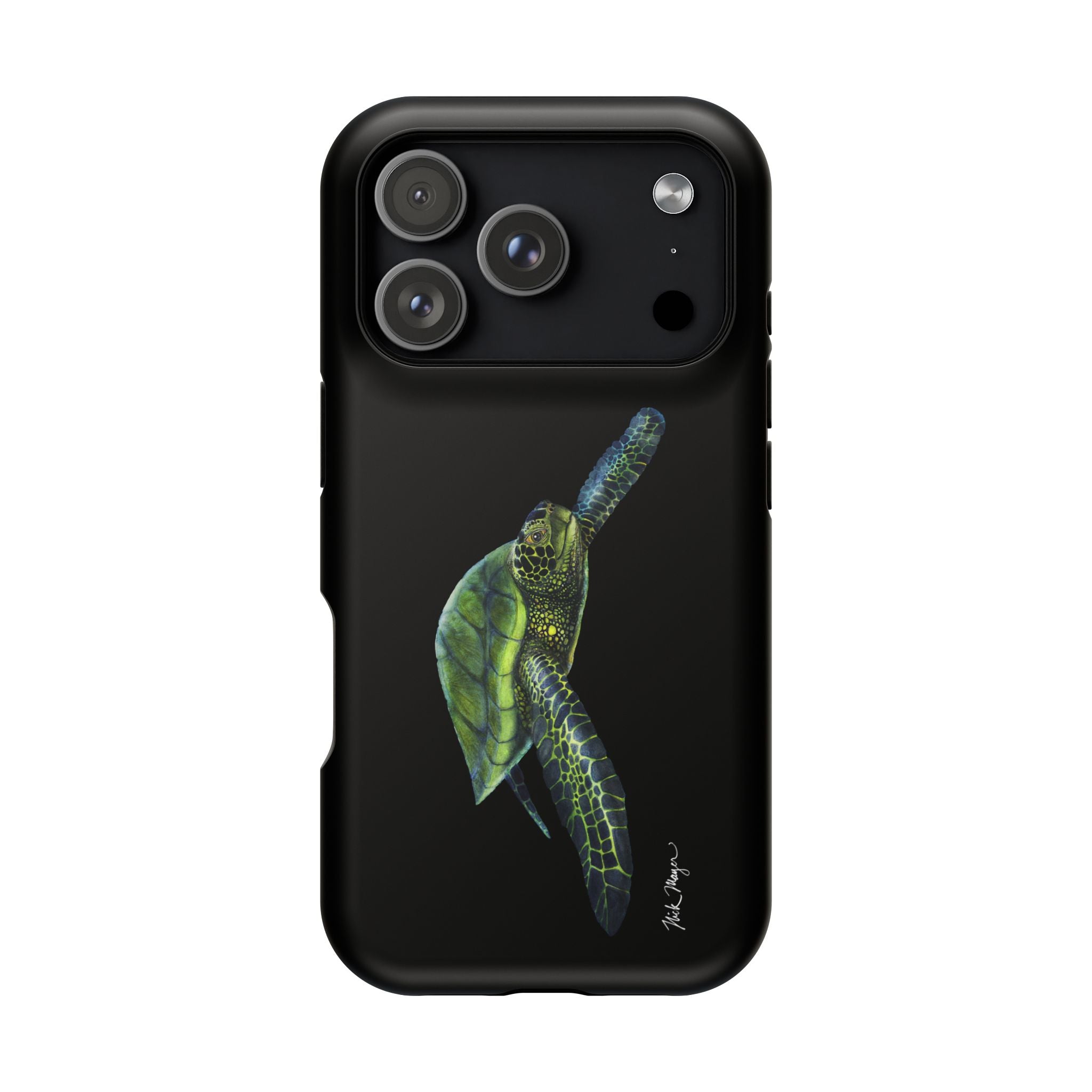 Green Sea Turtle MagSafe Black iPhone Case