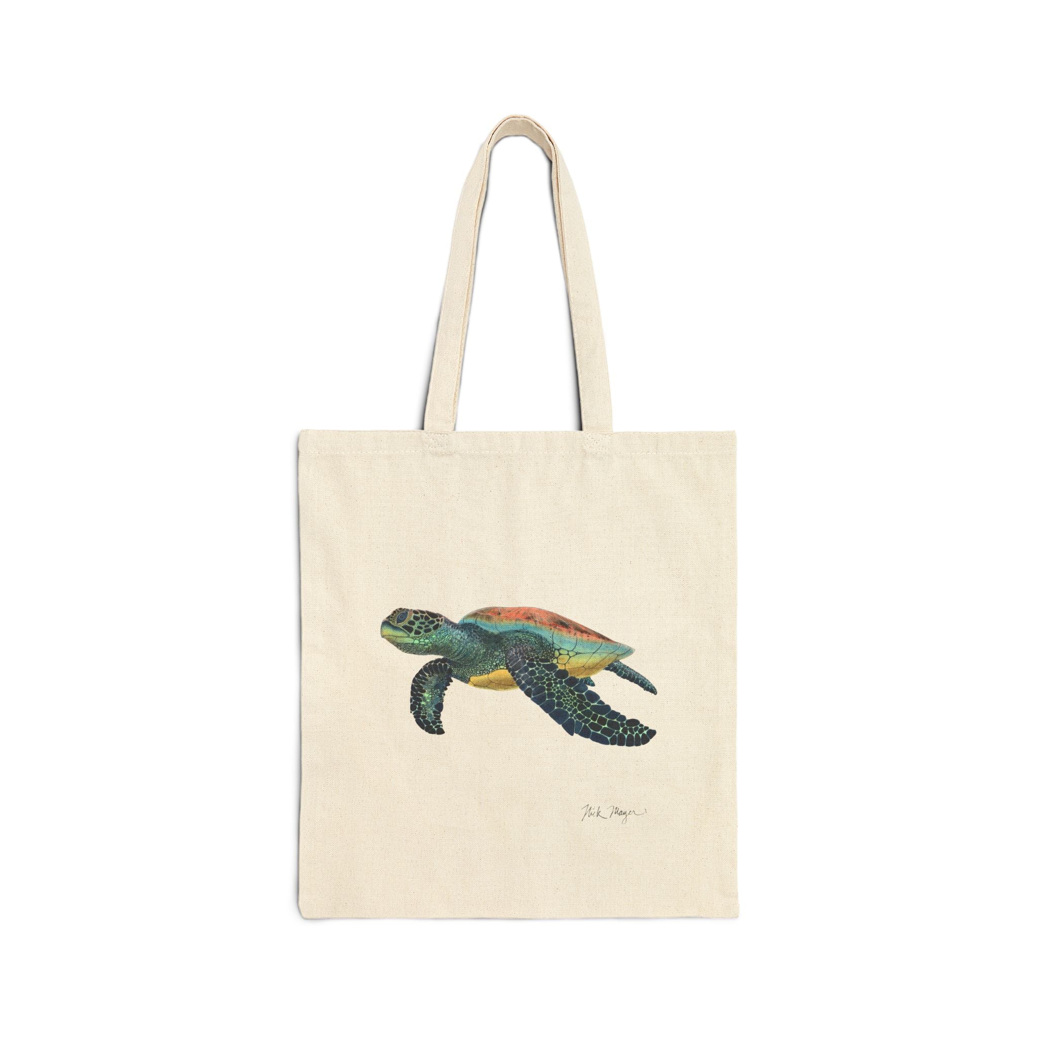 Green Sea Turtle II Cotton Canvas Tote Bag