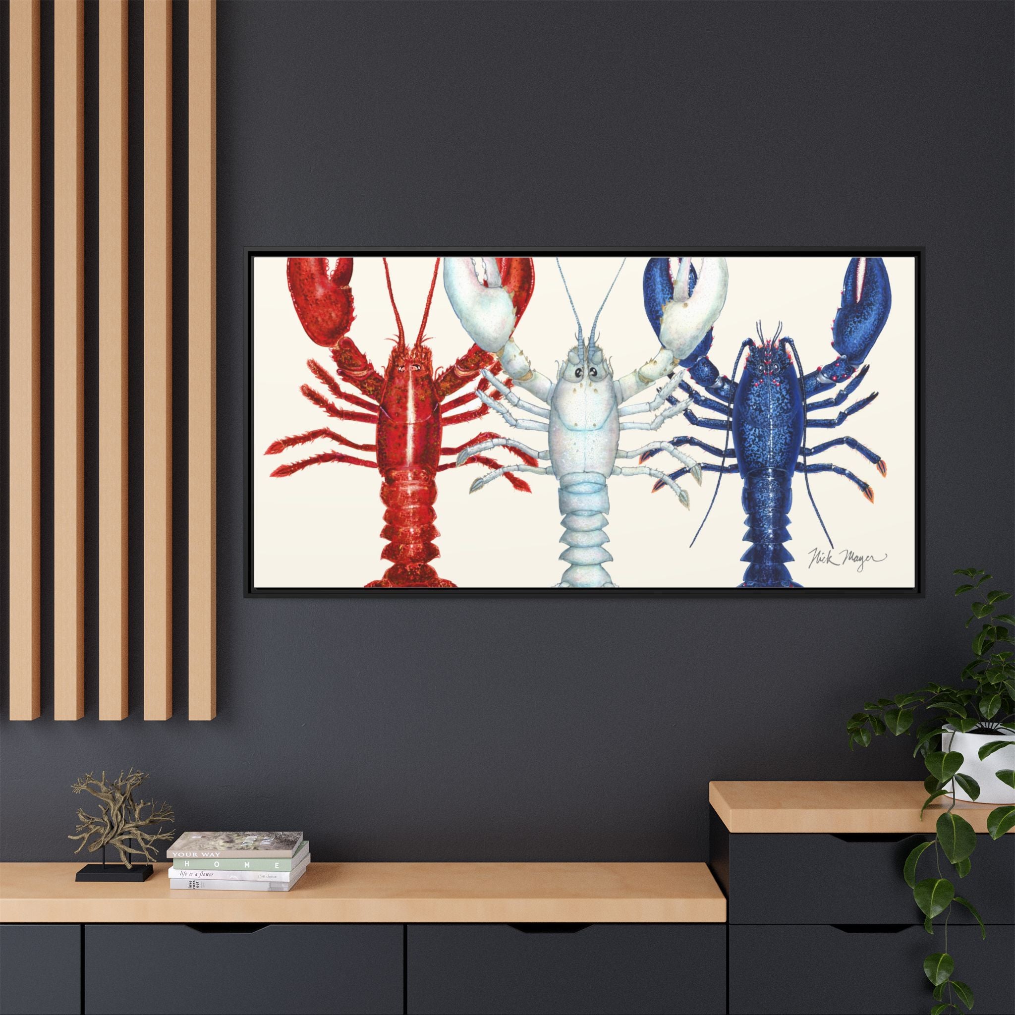 American Lobsters Trio Framed Canvas Print Printify