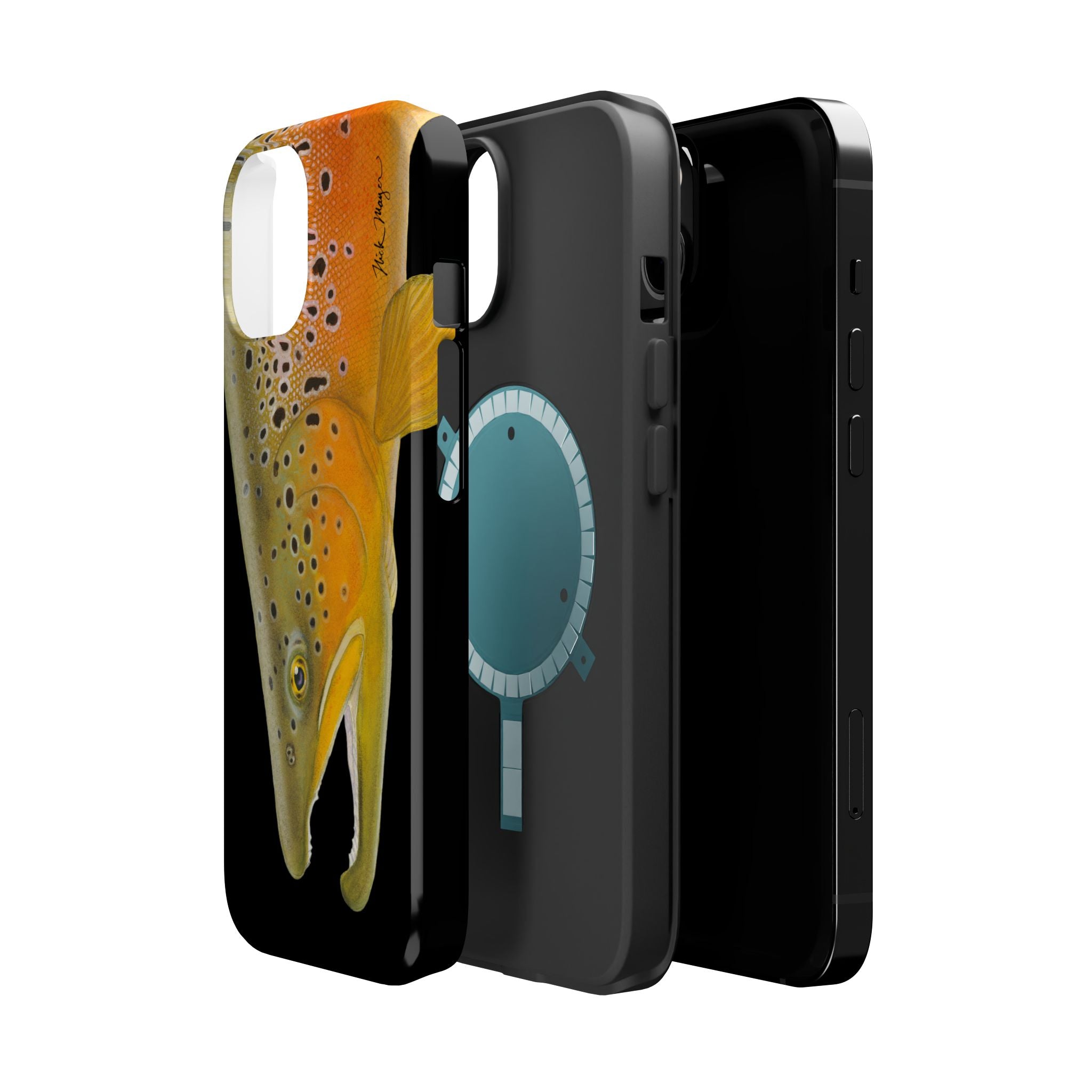 Brown Trout 2 Black MagSafe iPhone Case