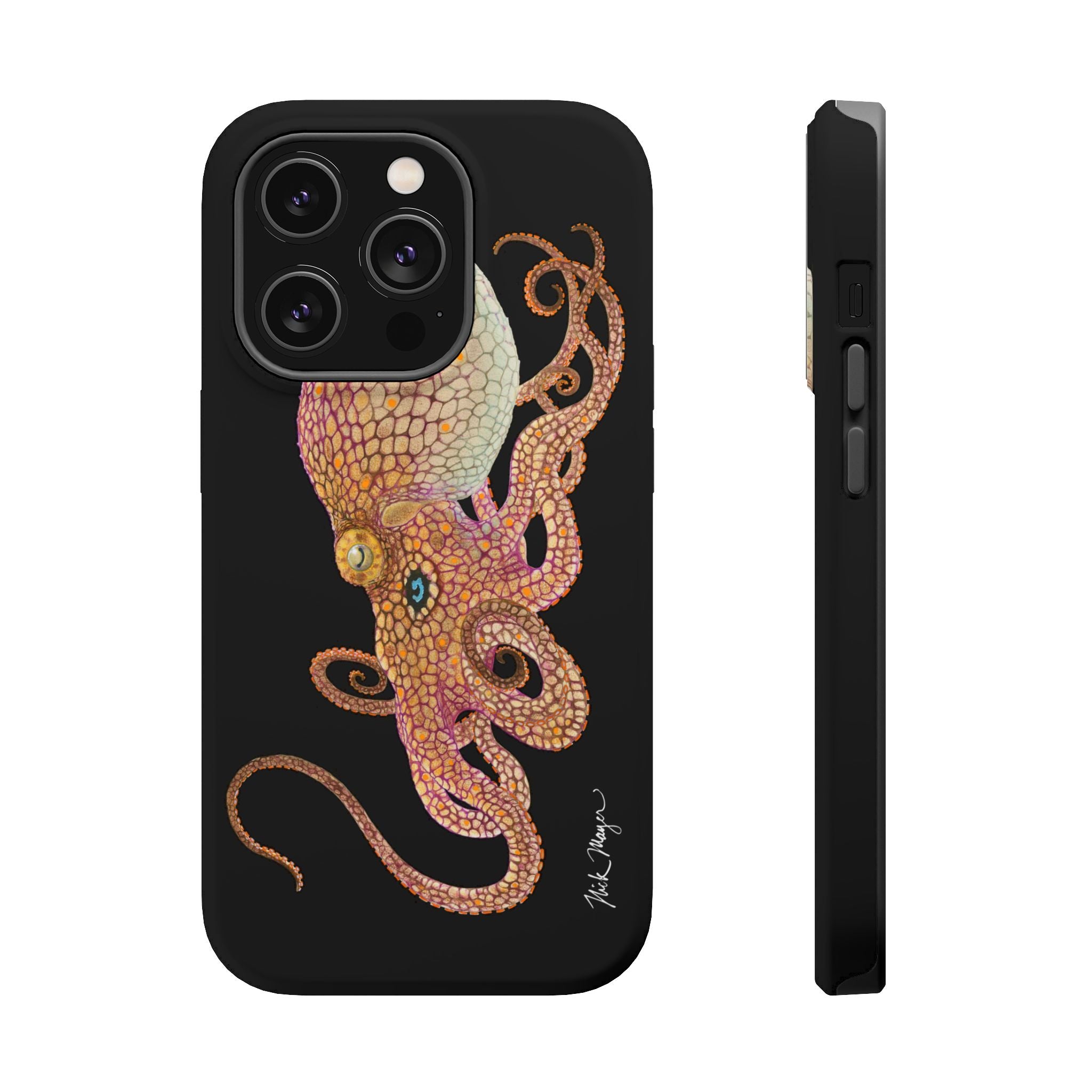 Two Spot Octopus MagSafe Black iPhone Case
