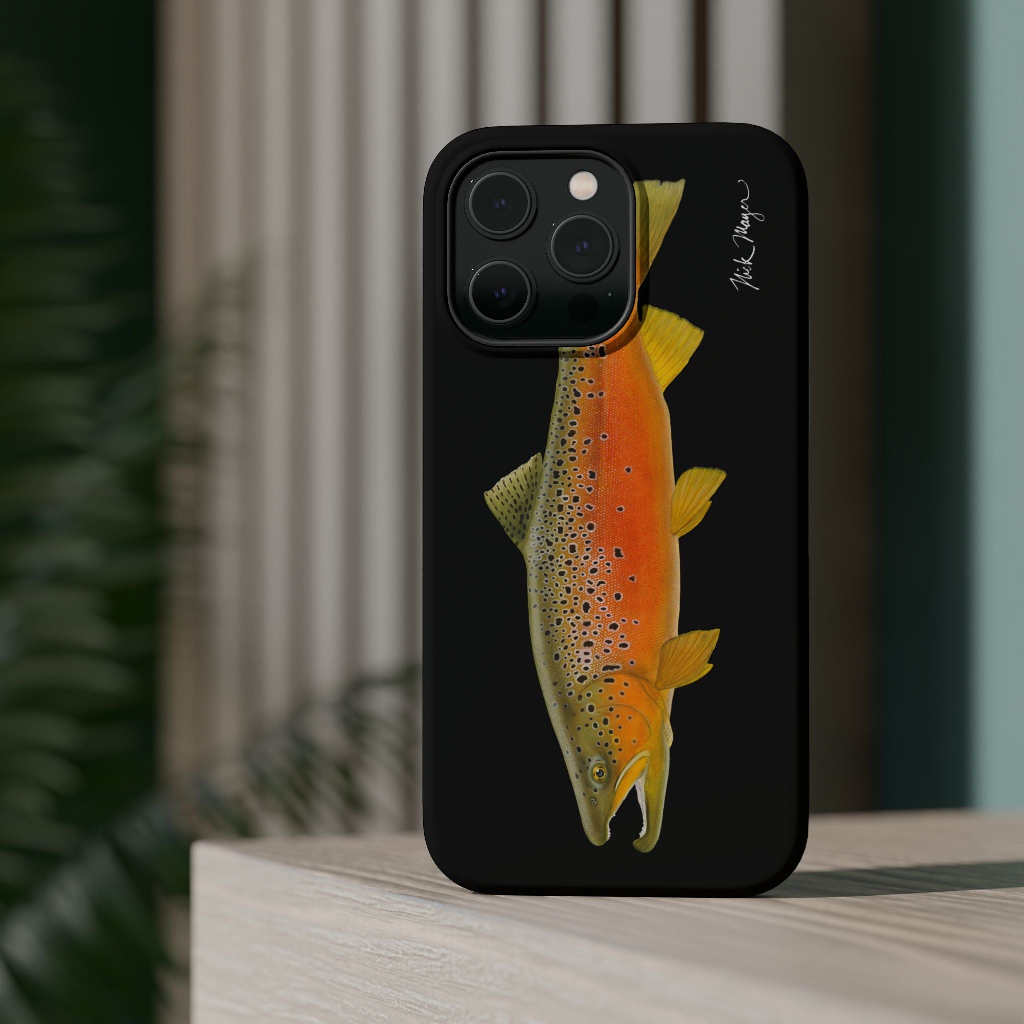 Brown Trout 2 Black MagSafe iPhone Case, NEW for Holiday 2025!
