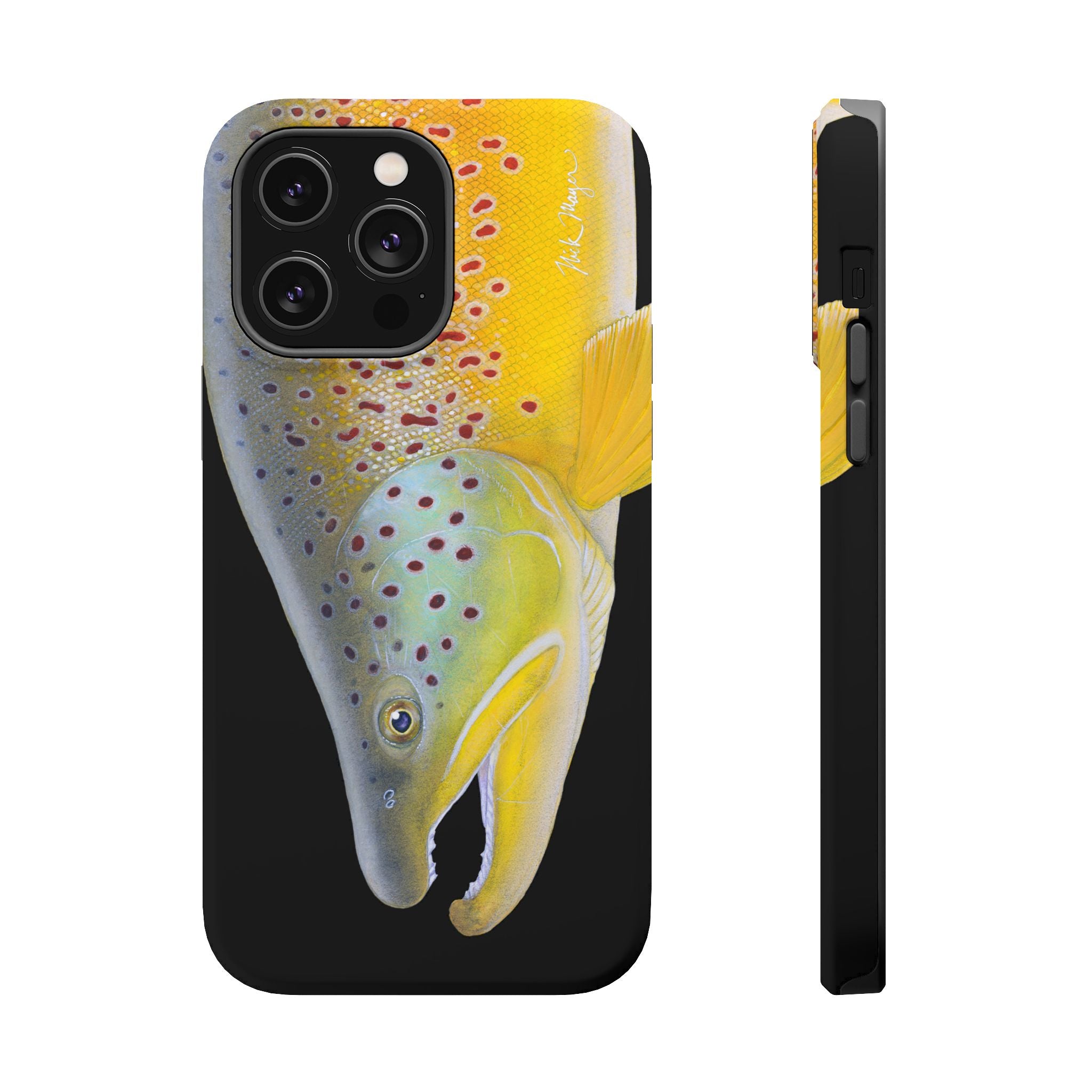 Brown Trout 3 Face Black MagSafe iPhone Case