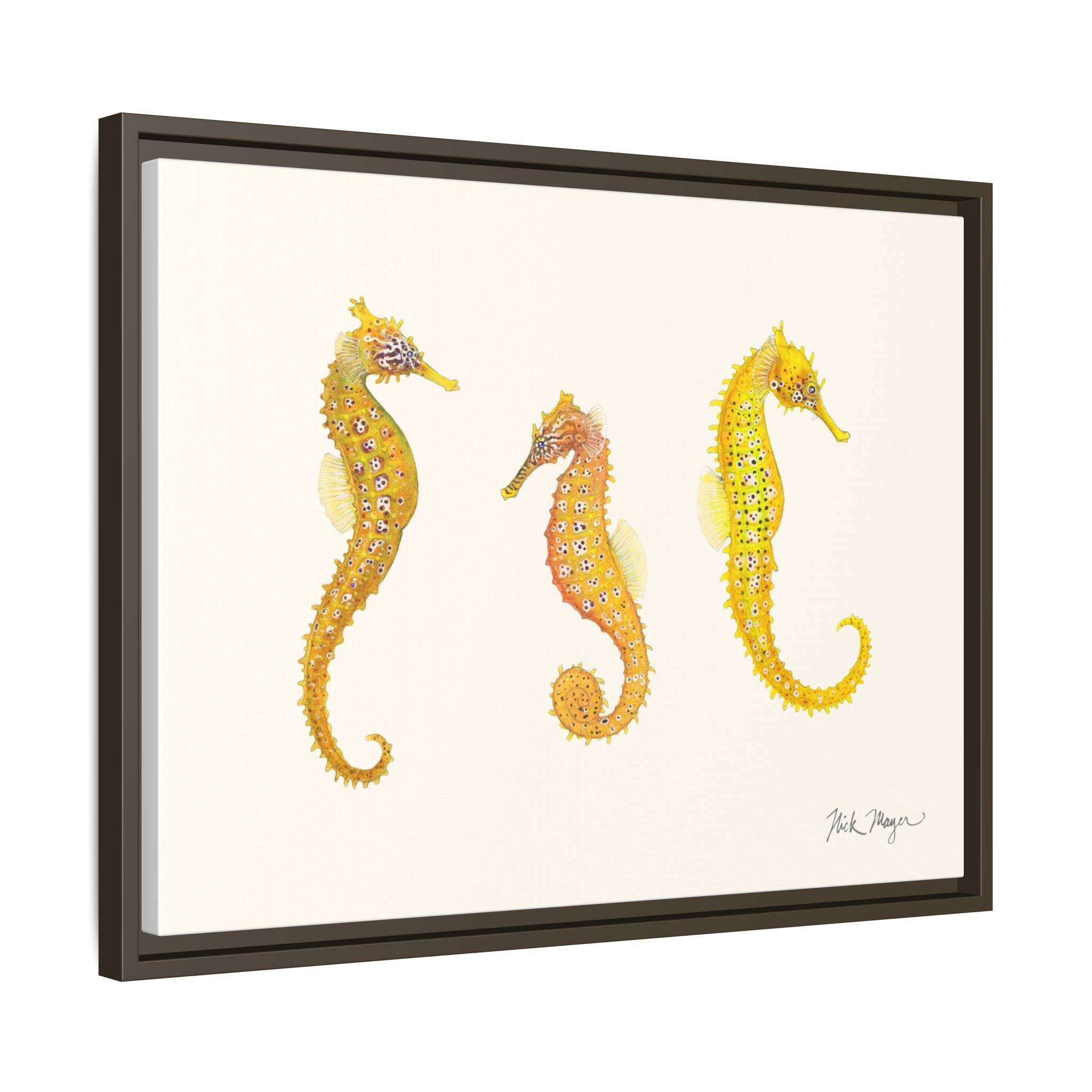Giant Seahorse Trio Framed Canvas Print Printify