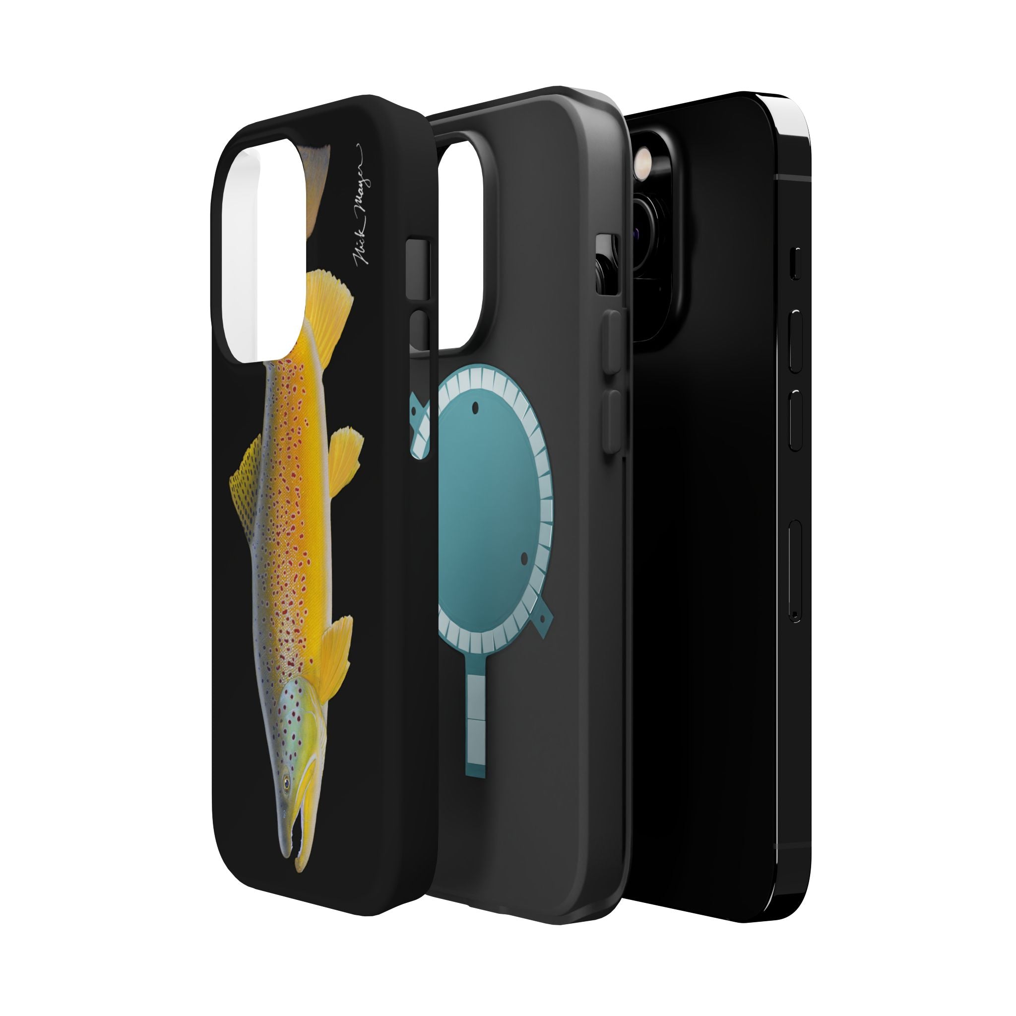Brown Trout 3 Black MagSafe iPhone Case