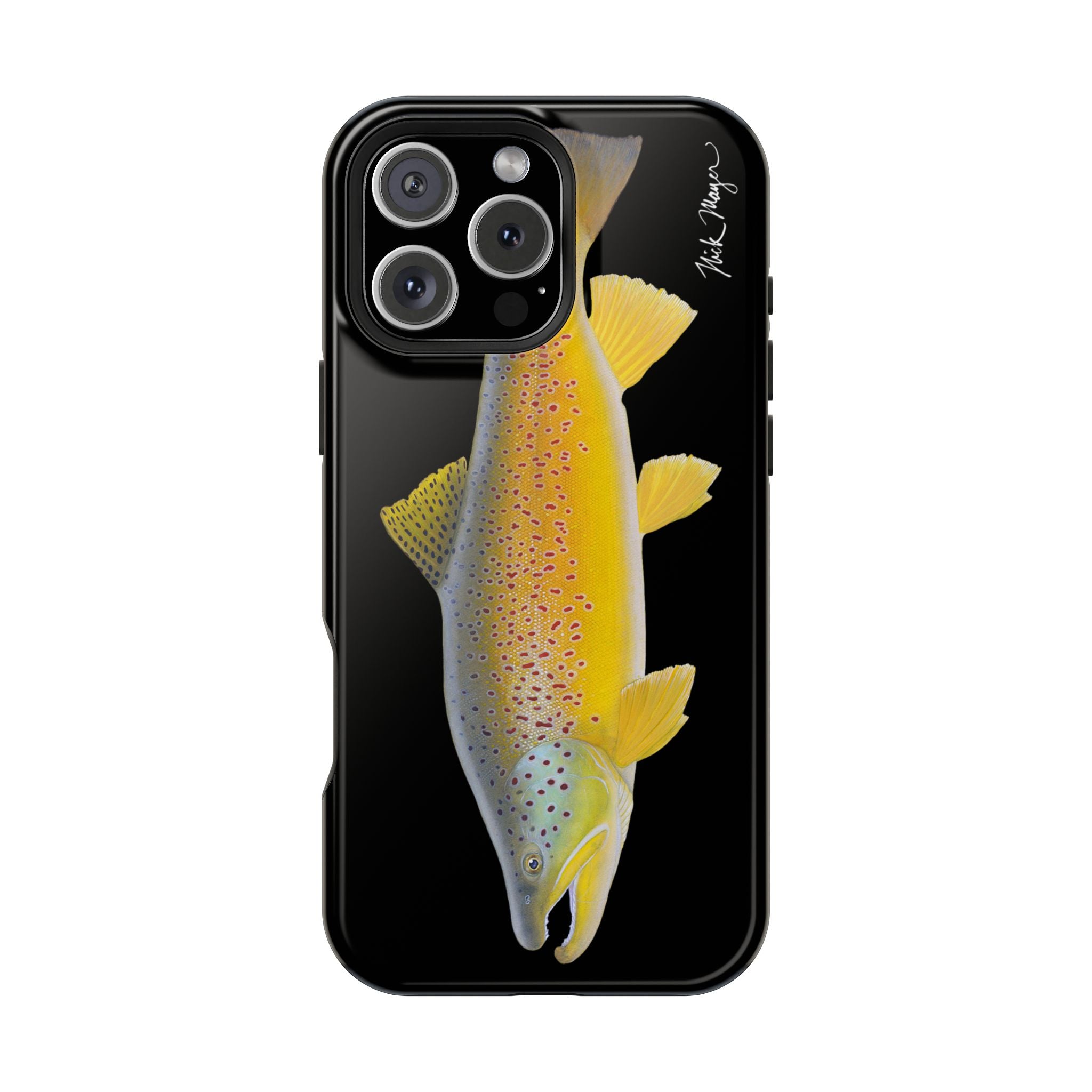 Brown Trout 3 Black MagSafe iPhone Case