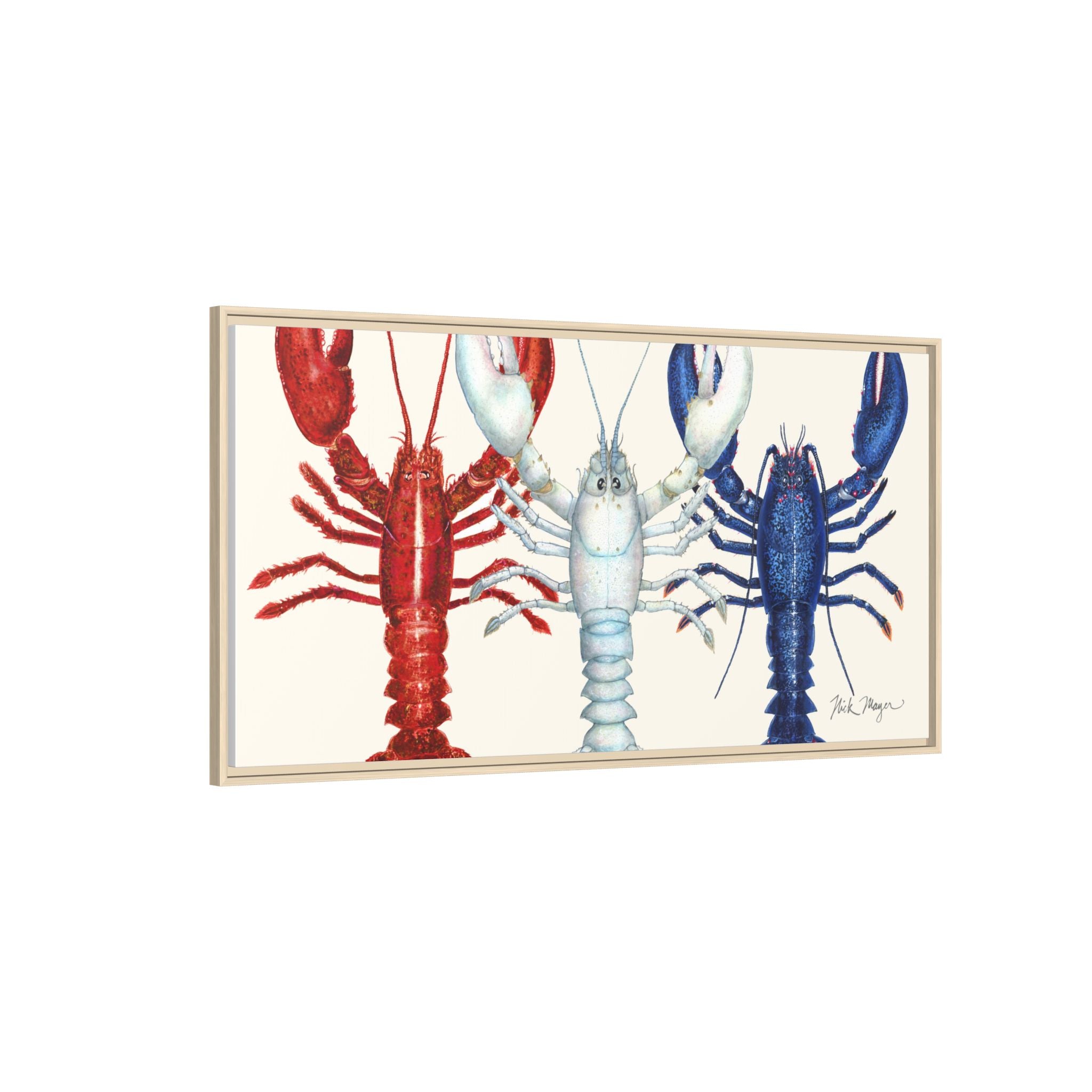 American Lobsters Trio Framed Canvas Print Printify