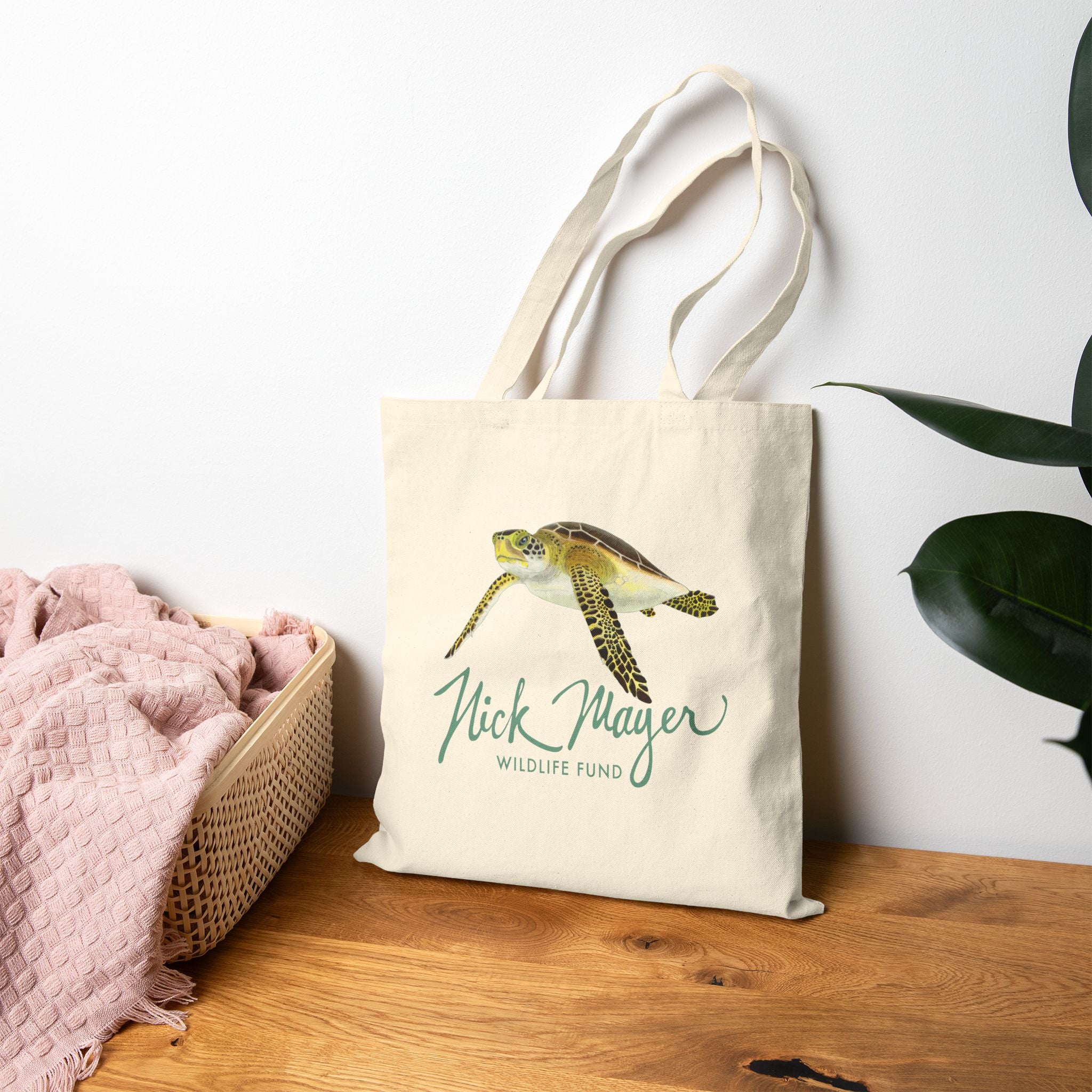 Nick Mayer Wildlife Fund Juvenile Green Turtle Canvas Tote