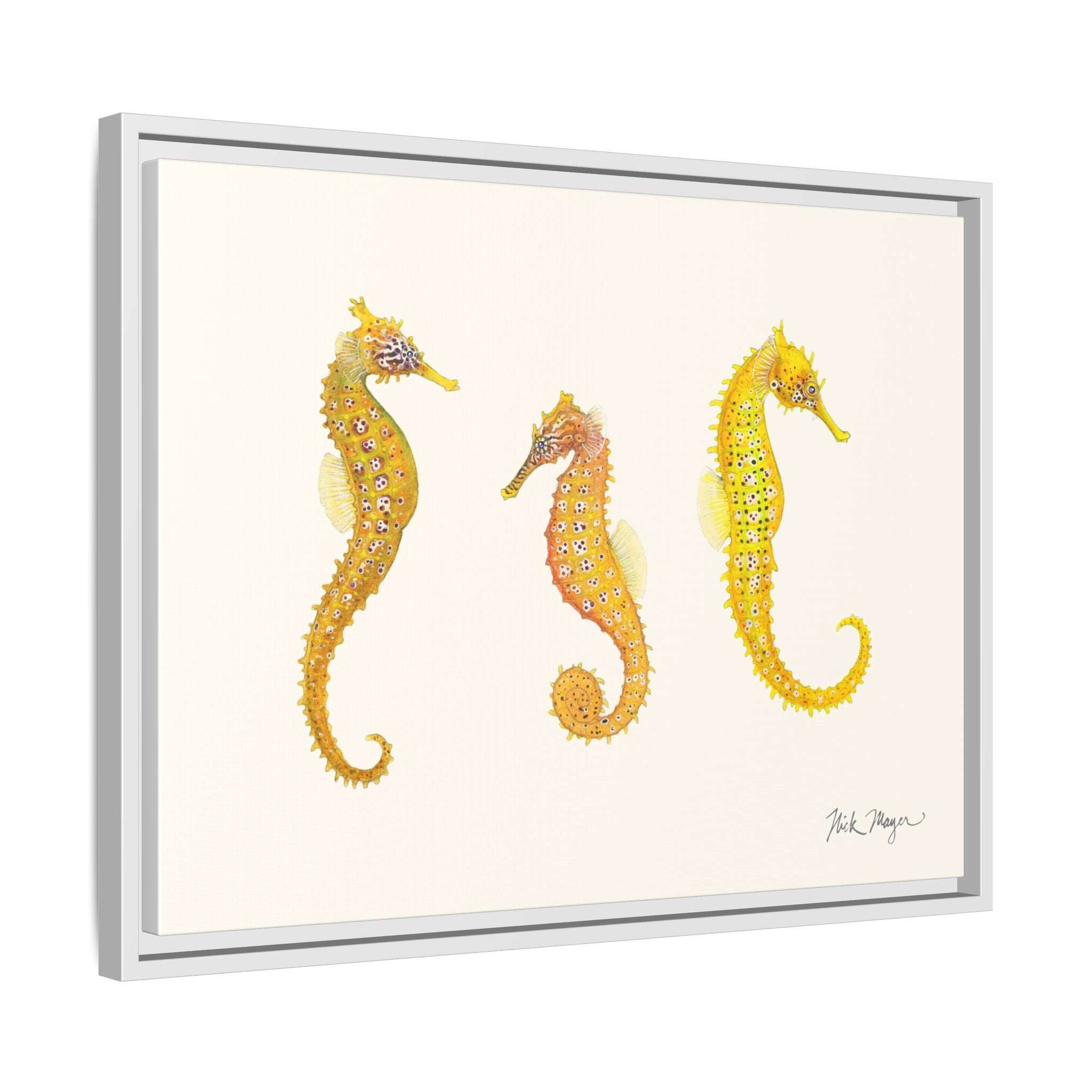 Giant Seahorse Trio Framed Canvas Print Printify