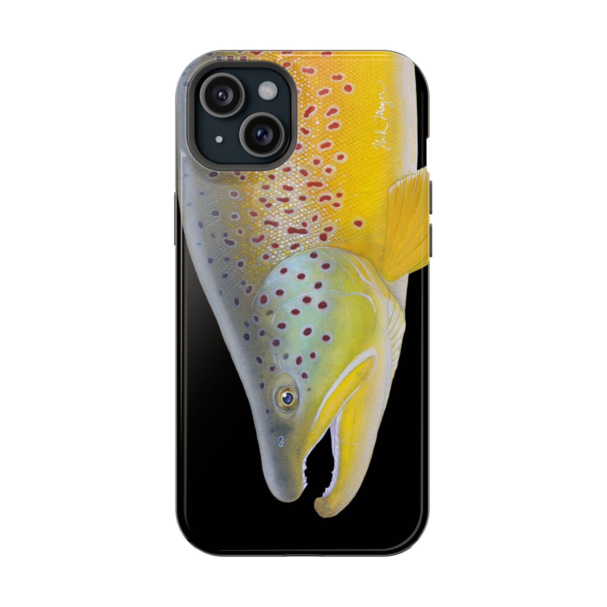 Brown Trout 3 Face Black MagSafe iPhone Case