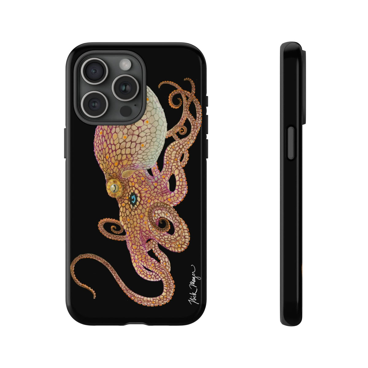 Two Spot Octopus Black iPhone 15 Case