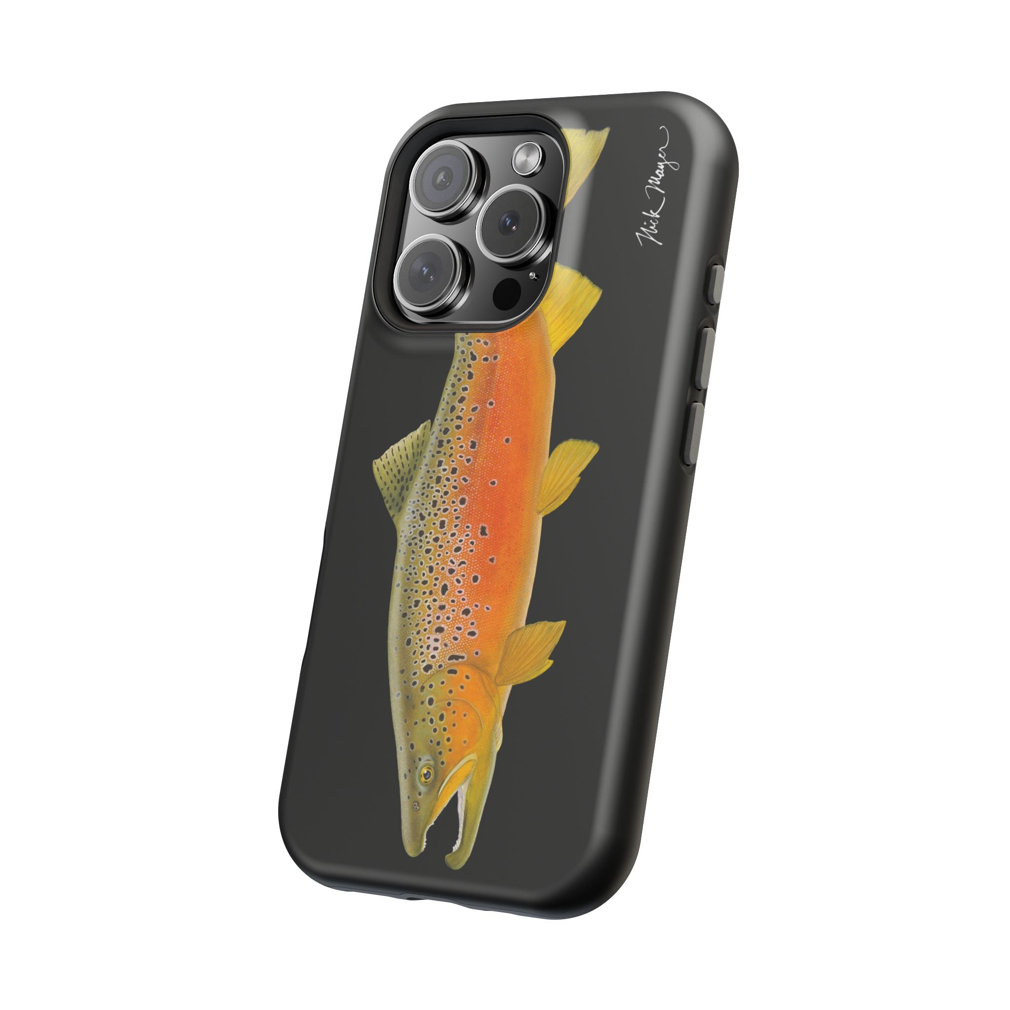 Brown Trout 2 Black MagSafe iPhone Case, NEW for Holiday 2025!