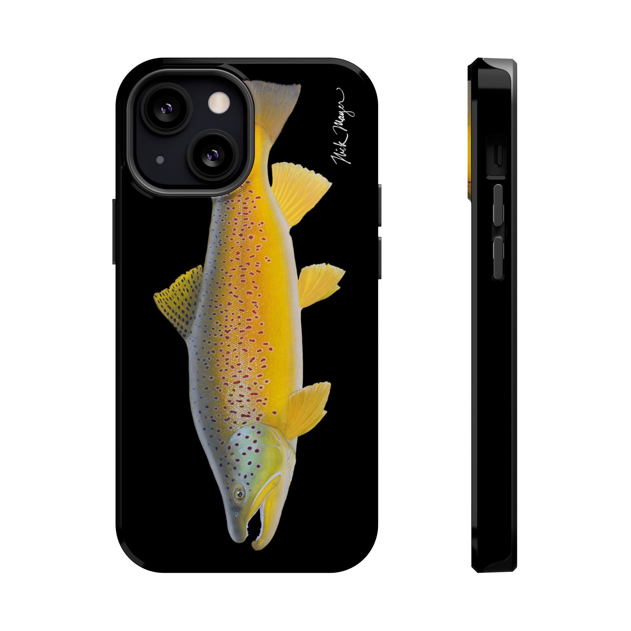 Brown Trout 3 Black MagSafe iPhone Case