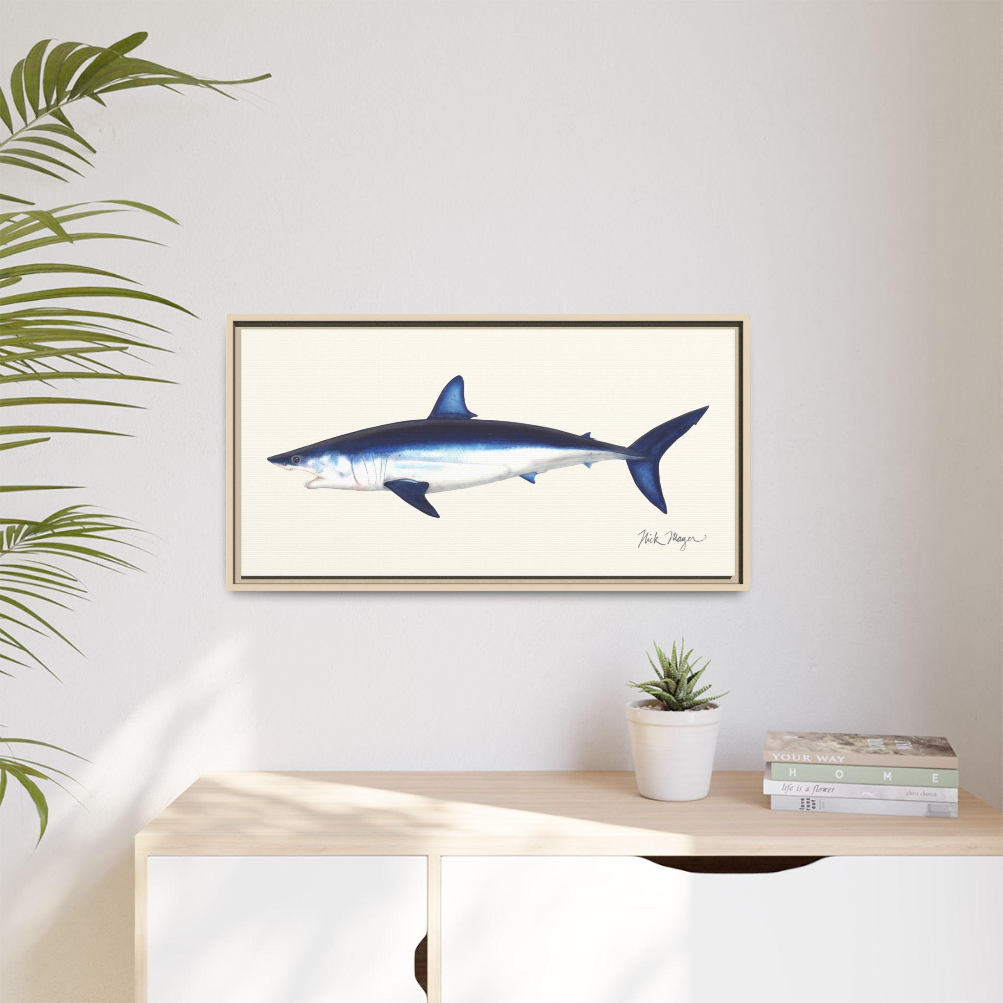 Mako Shark Framed Canvas Print Printify