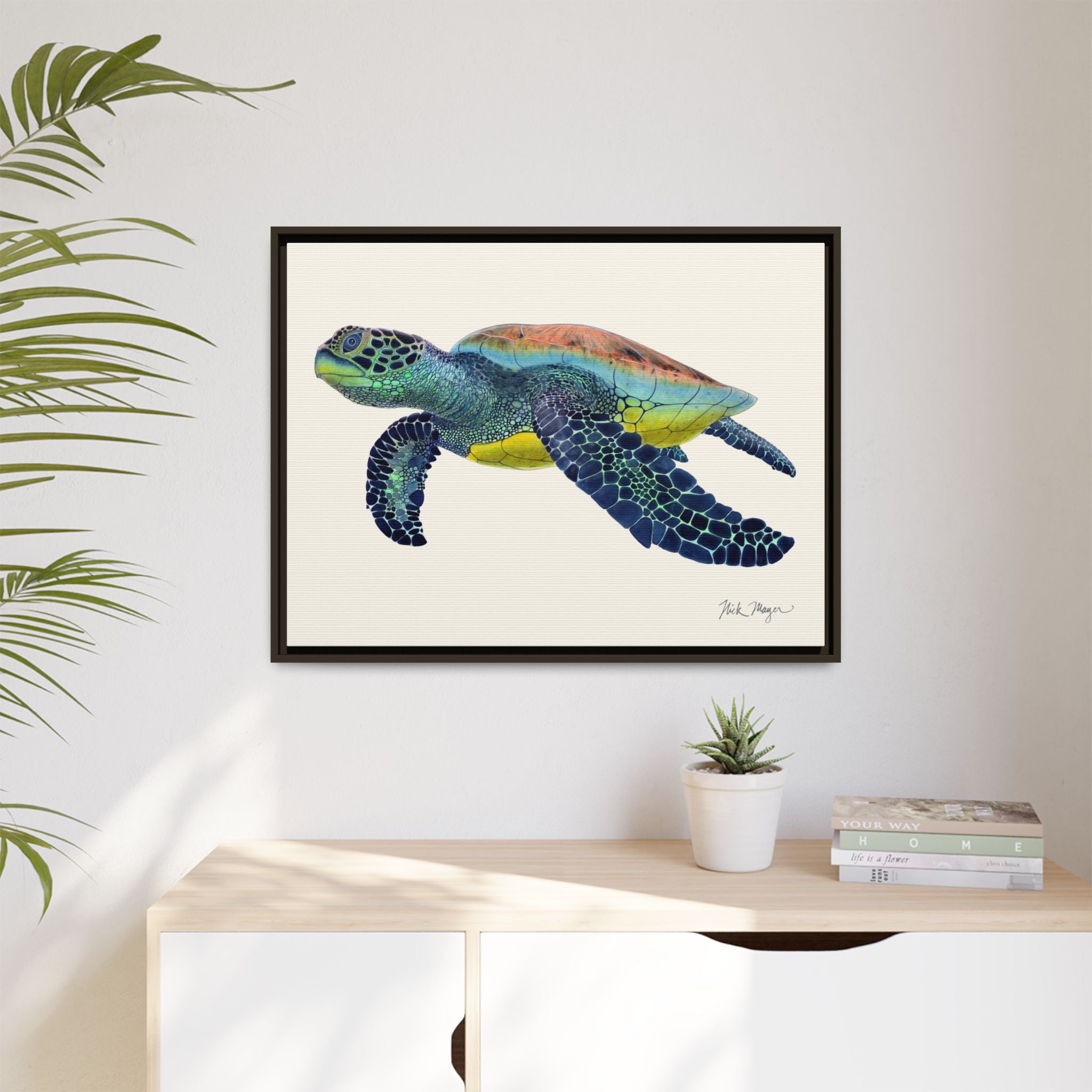 Green Sea Turtle II Framed Canvas Print