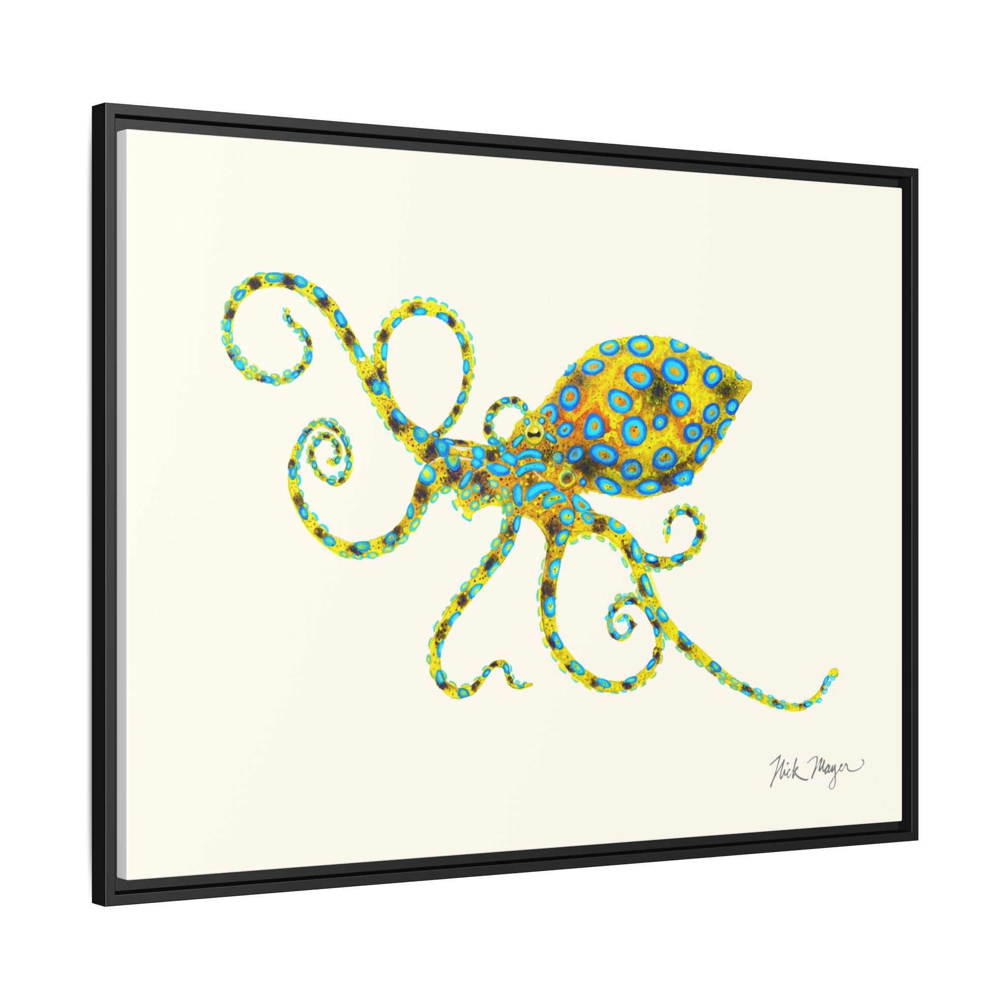 Blue Ringed Octopus Framed Canvas Print Printify