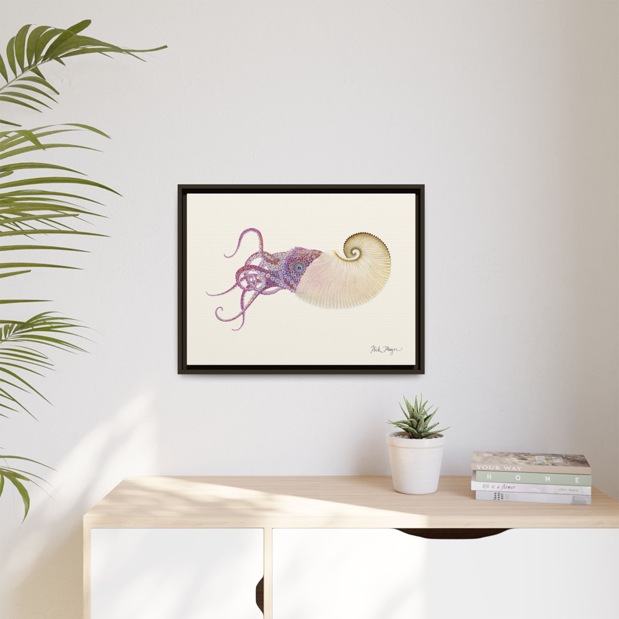 Paper Nautilus Framed Canvas Print Printify