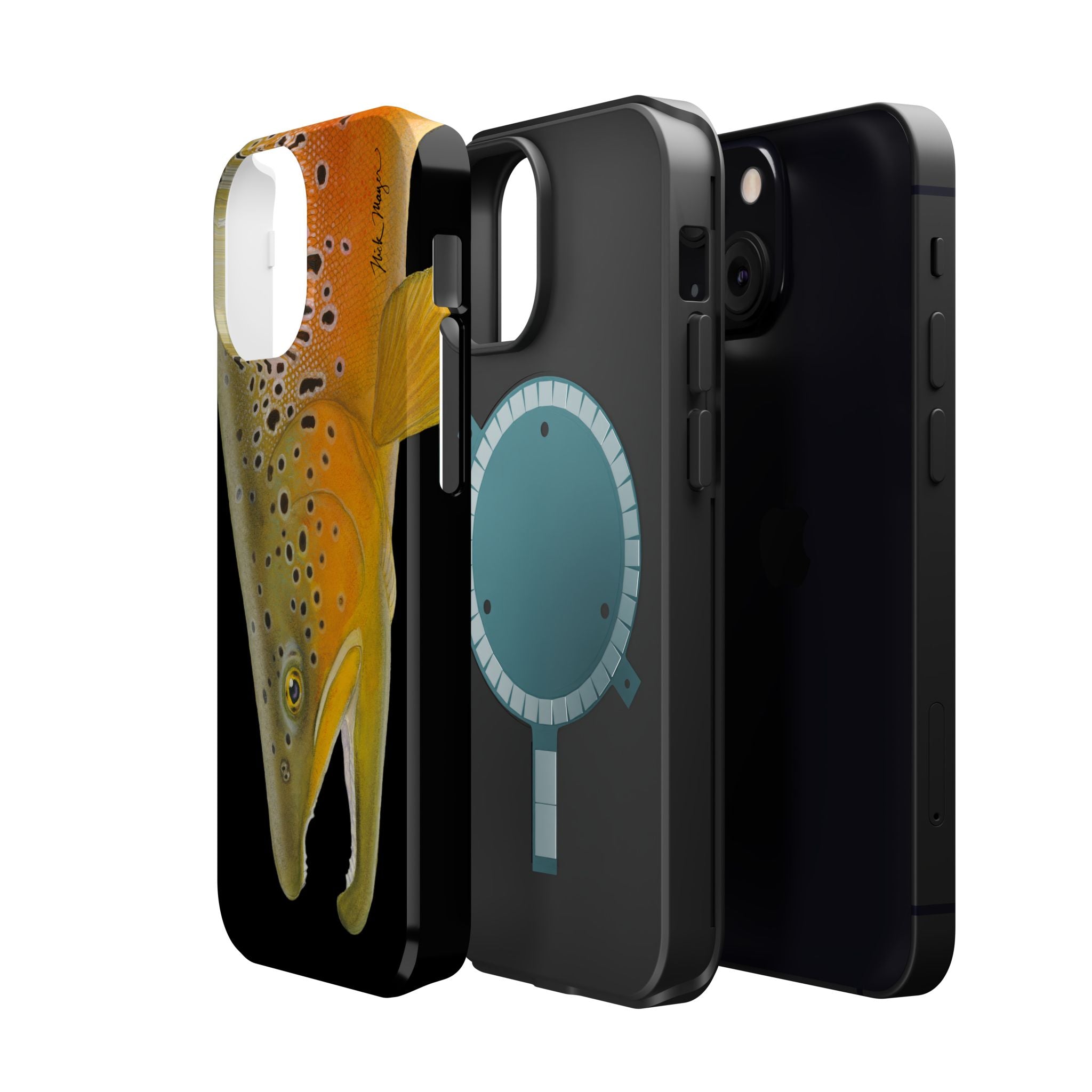 Brown Trout 2 Black MagSafe iPhone Case