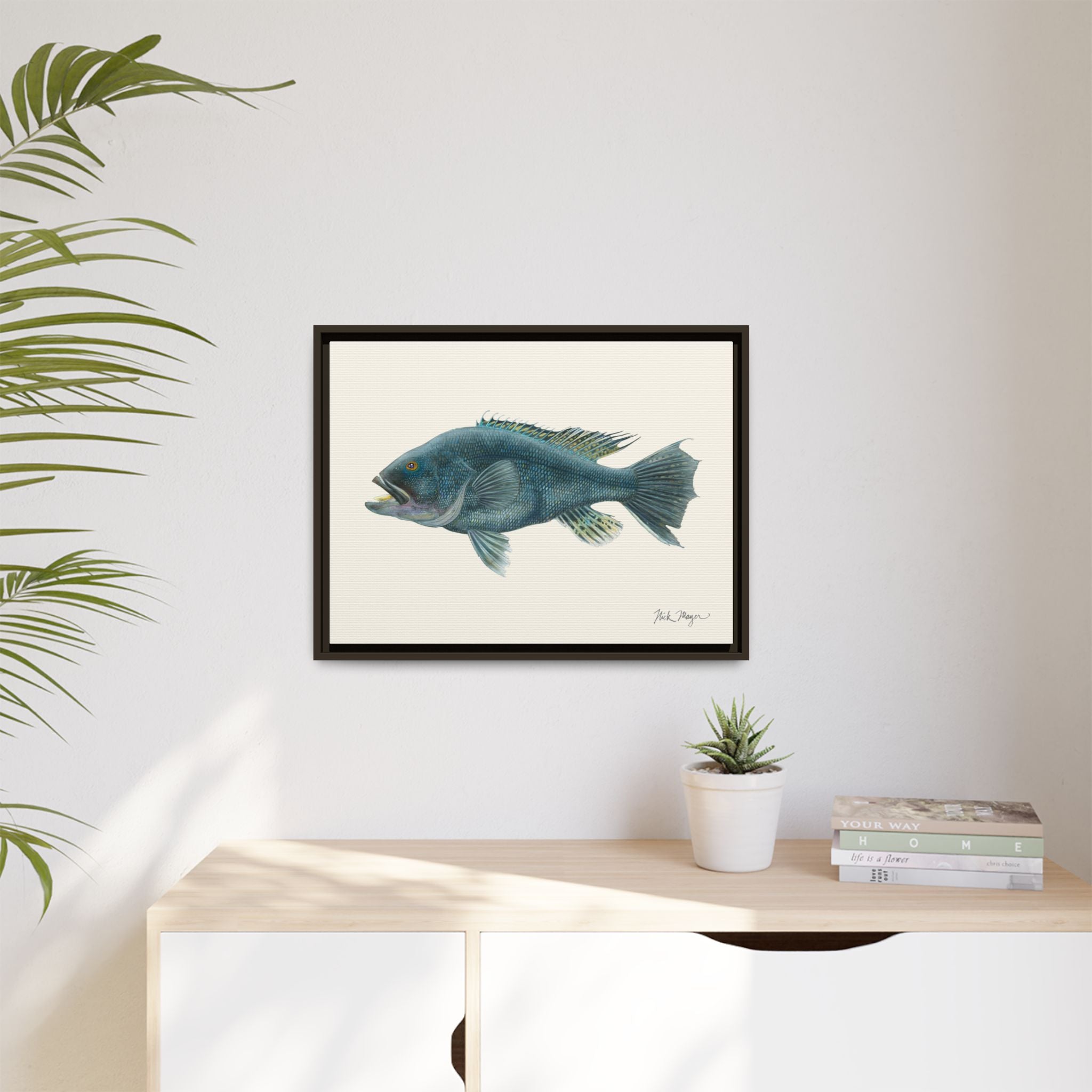 Black Sea Bass Framed Canvas Print Printify