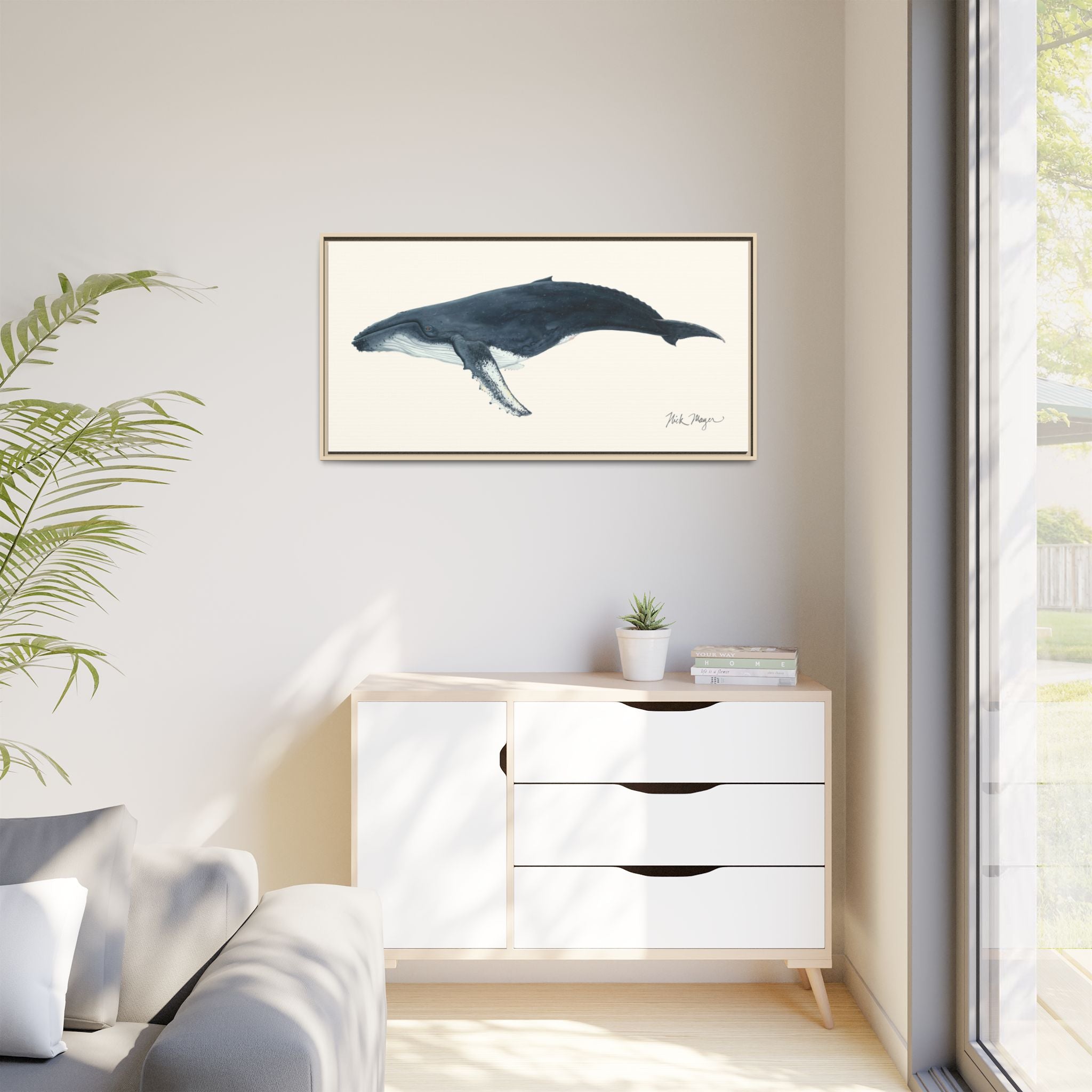 Humpback Whale Framed Canvas Print Printify