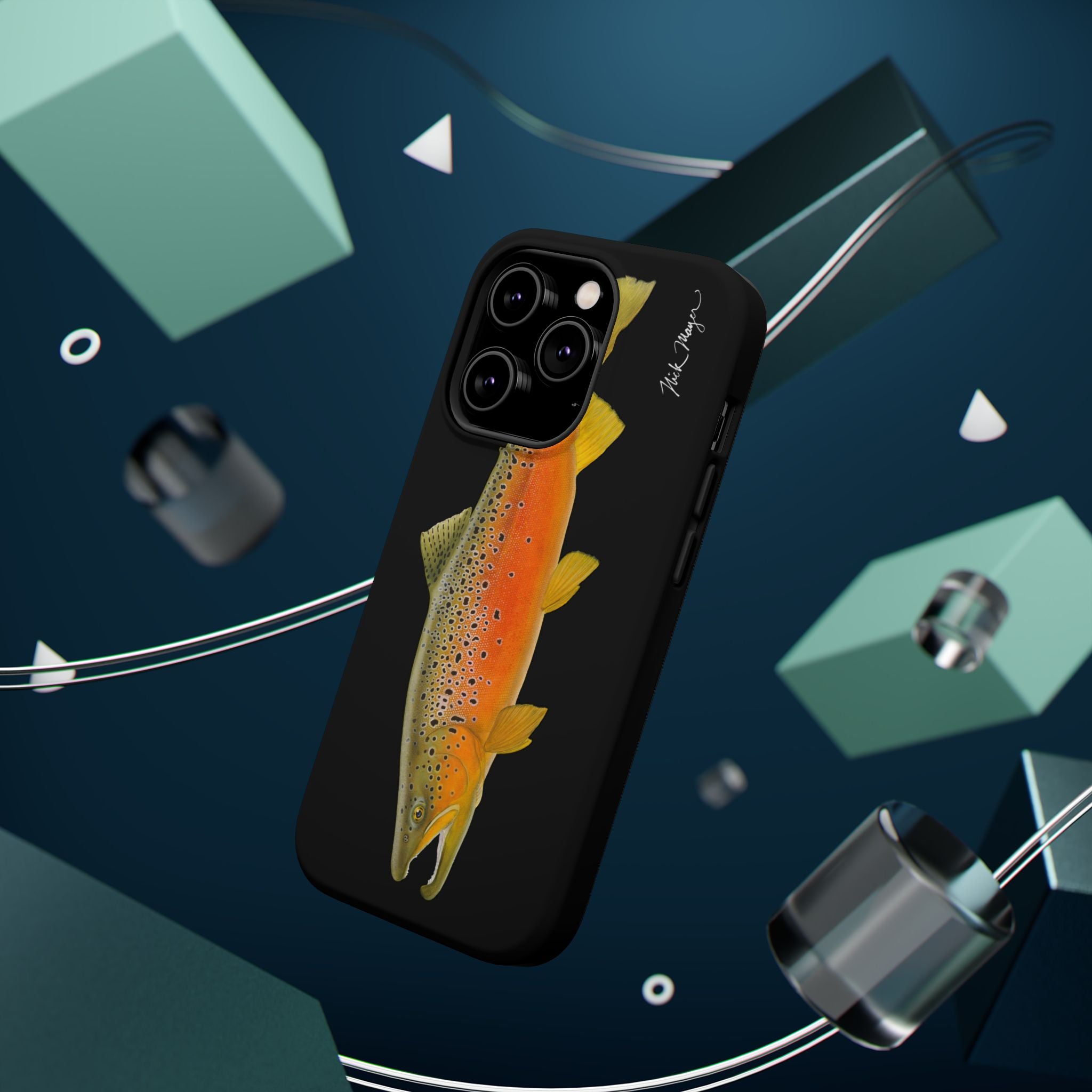 Brown Trout 2 Black MagSafe iPhone Case, NEW for Holiday 2025!