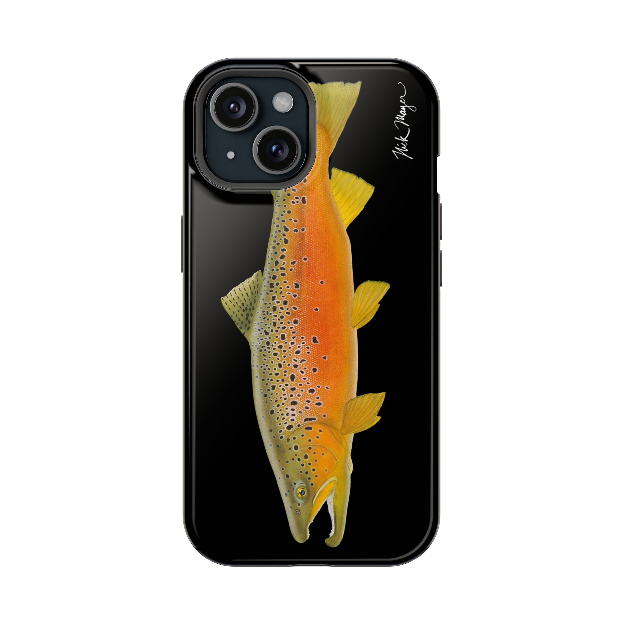 Brown Trout 2 Black MagSafe iPhone Case, NEW for Holiday 2025!