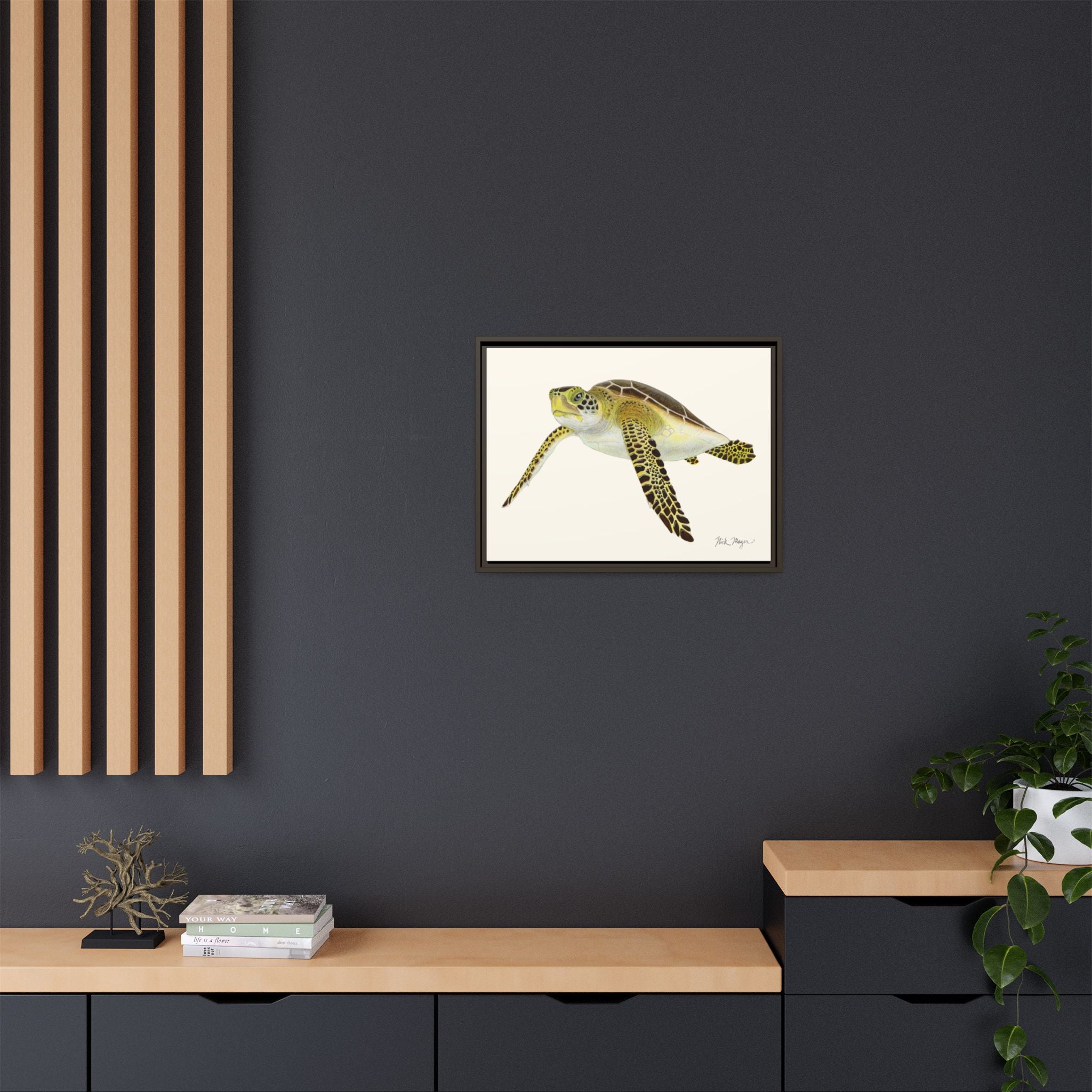 Green Sea Turtle III Framed Canvas Print Printify