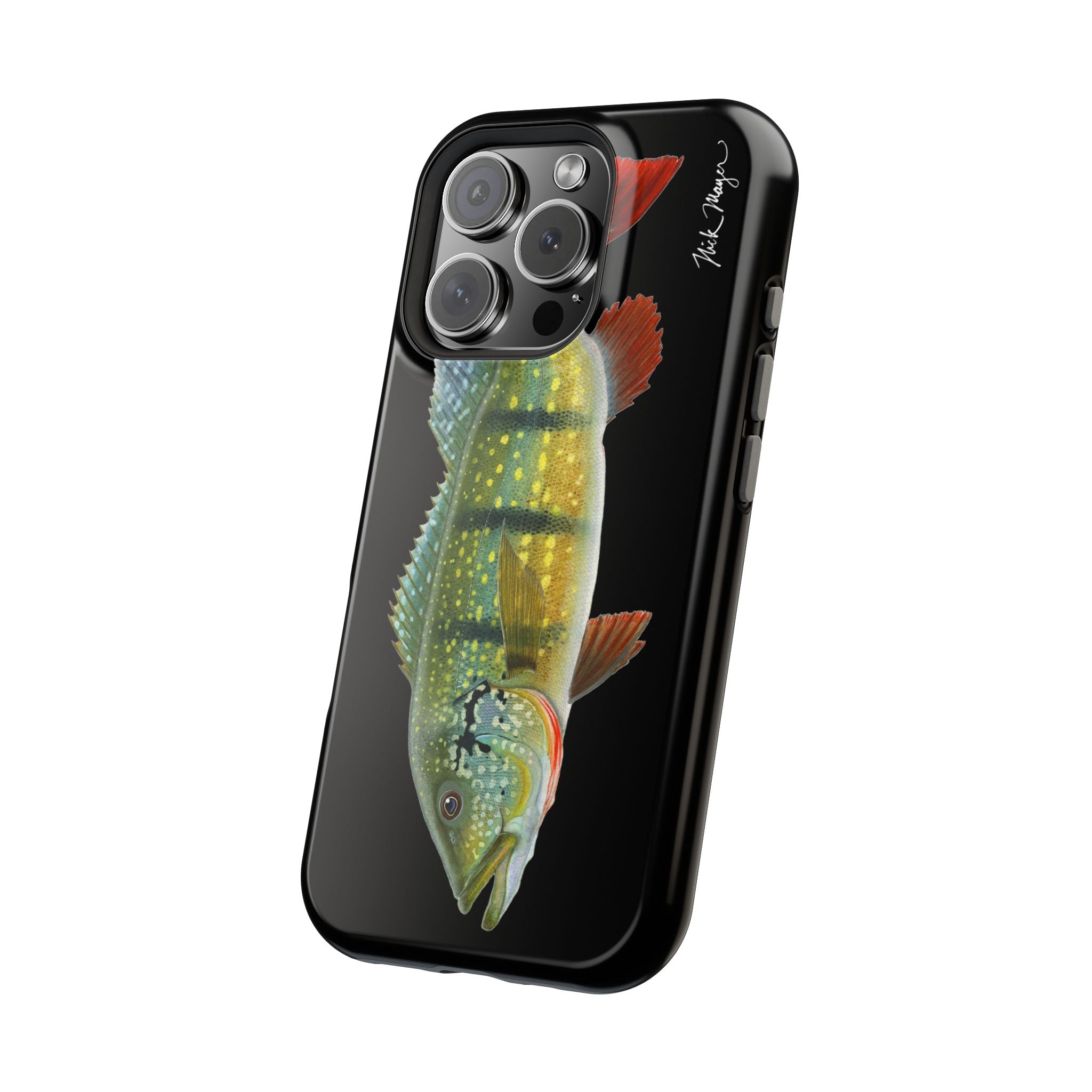 Peacock Bass MagSafe Black iPhone Case