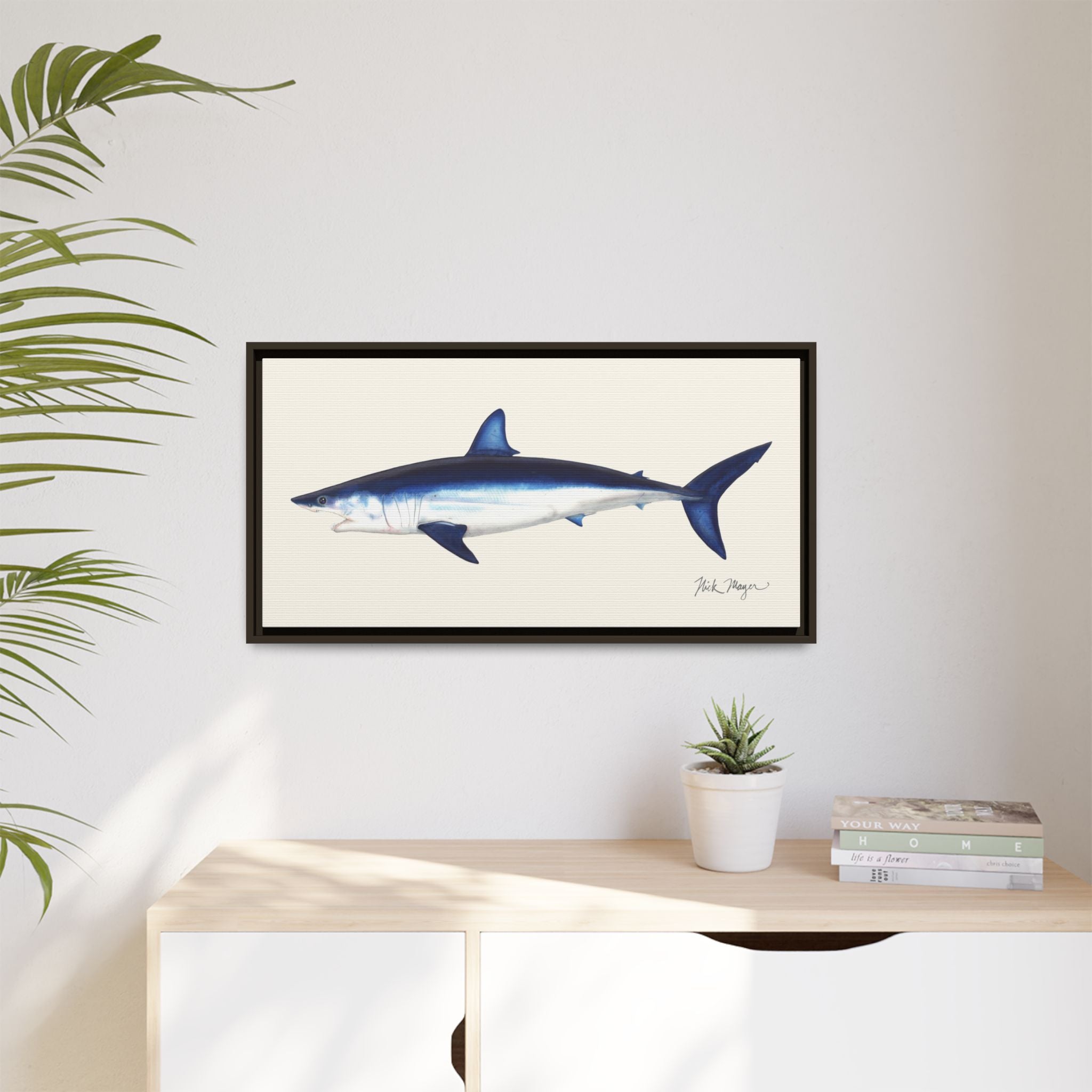 Mako Shark Framed Canvas Print Printify