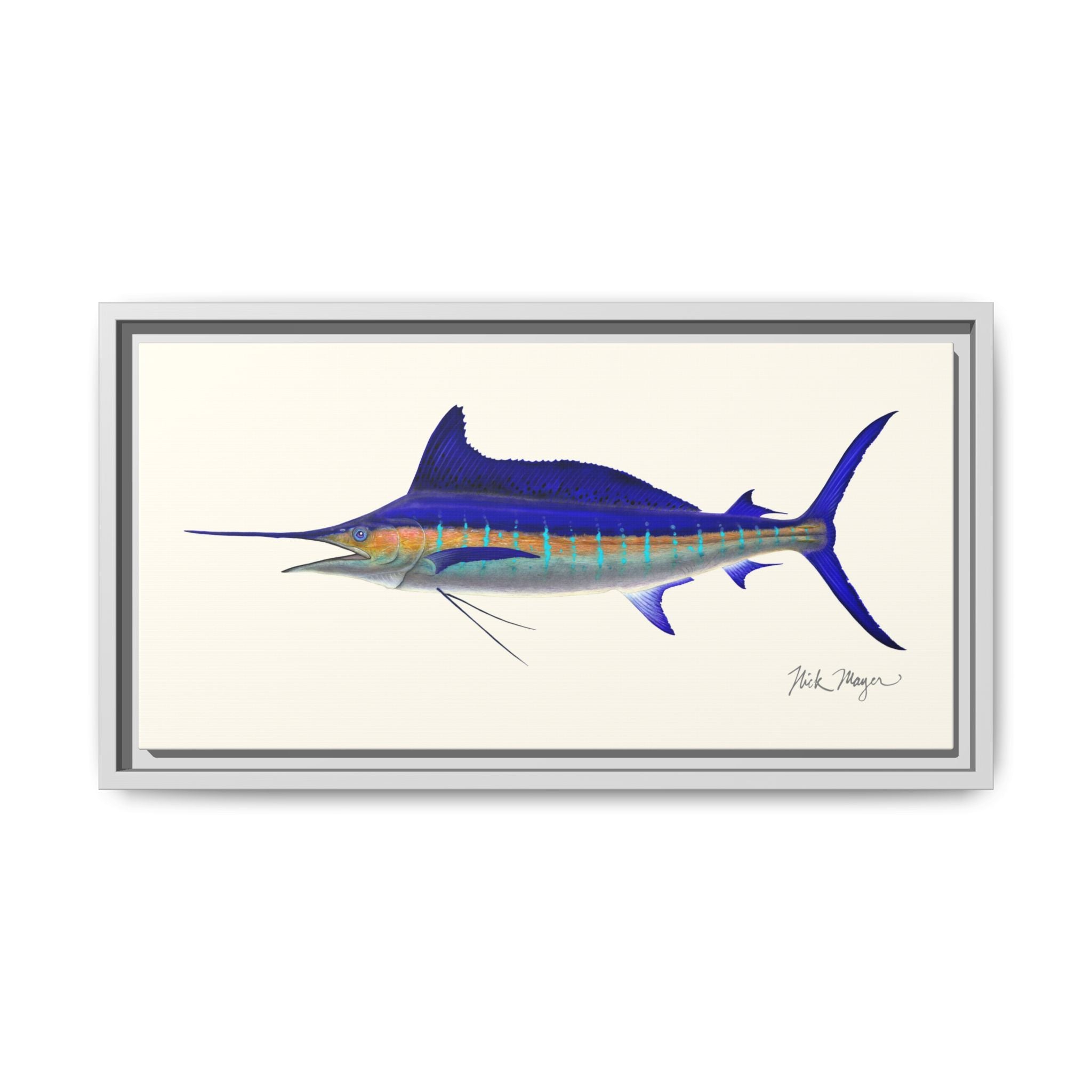 Striped Marlin Framed Canvas Print Printify