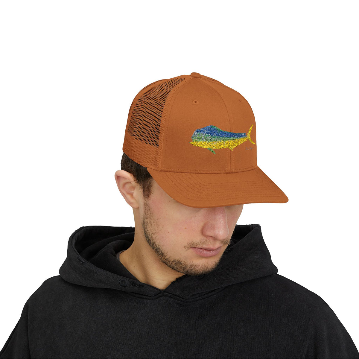 Bull Mahi Embroidered Snapback Trucker Hat Printify