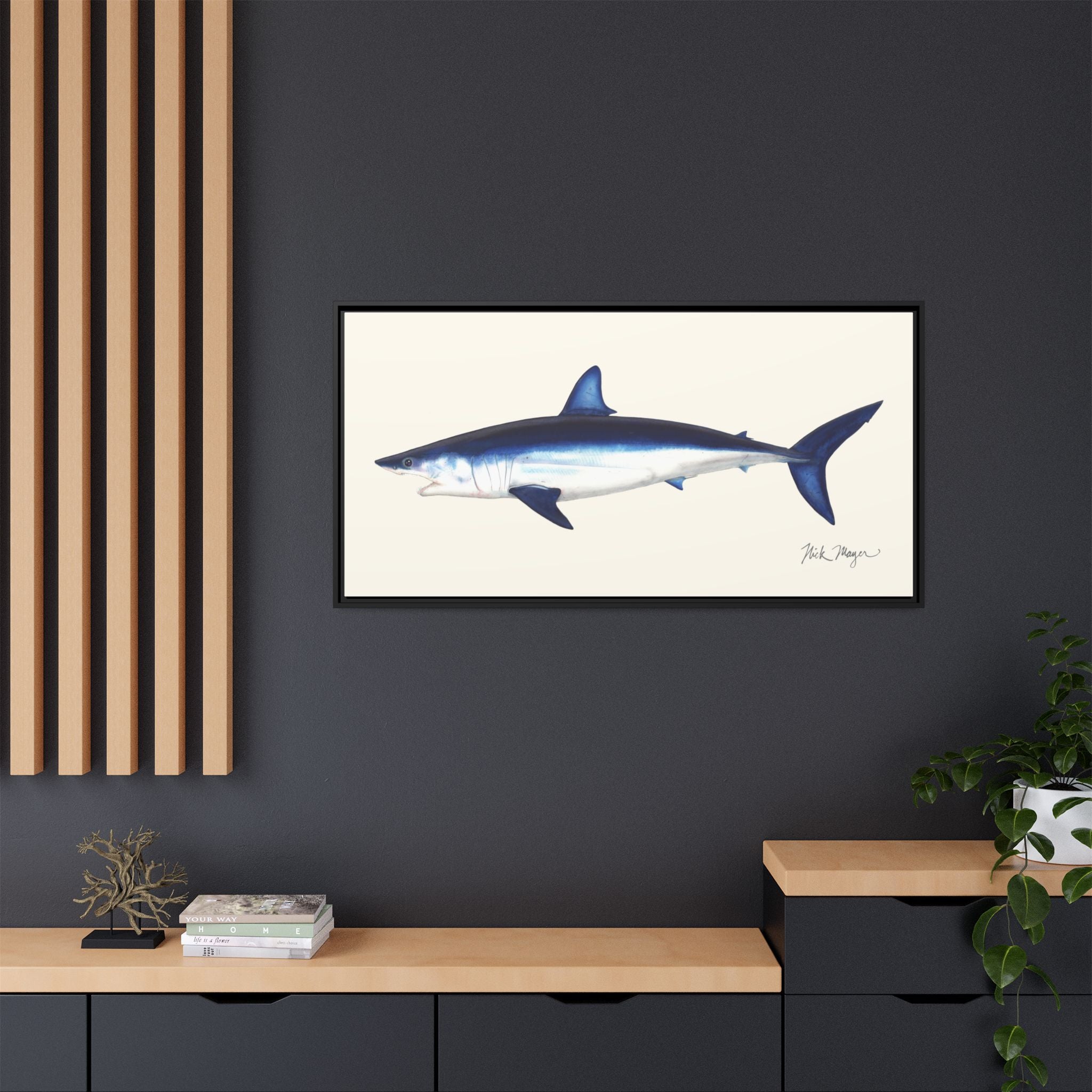 Mako Shark Framed Canvas Print Printify