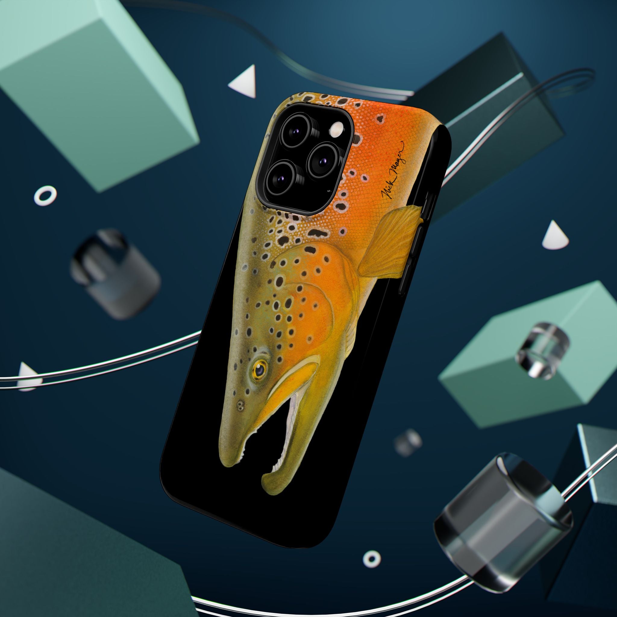Brown Trout 2 Black MagSafe iPhone Case