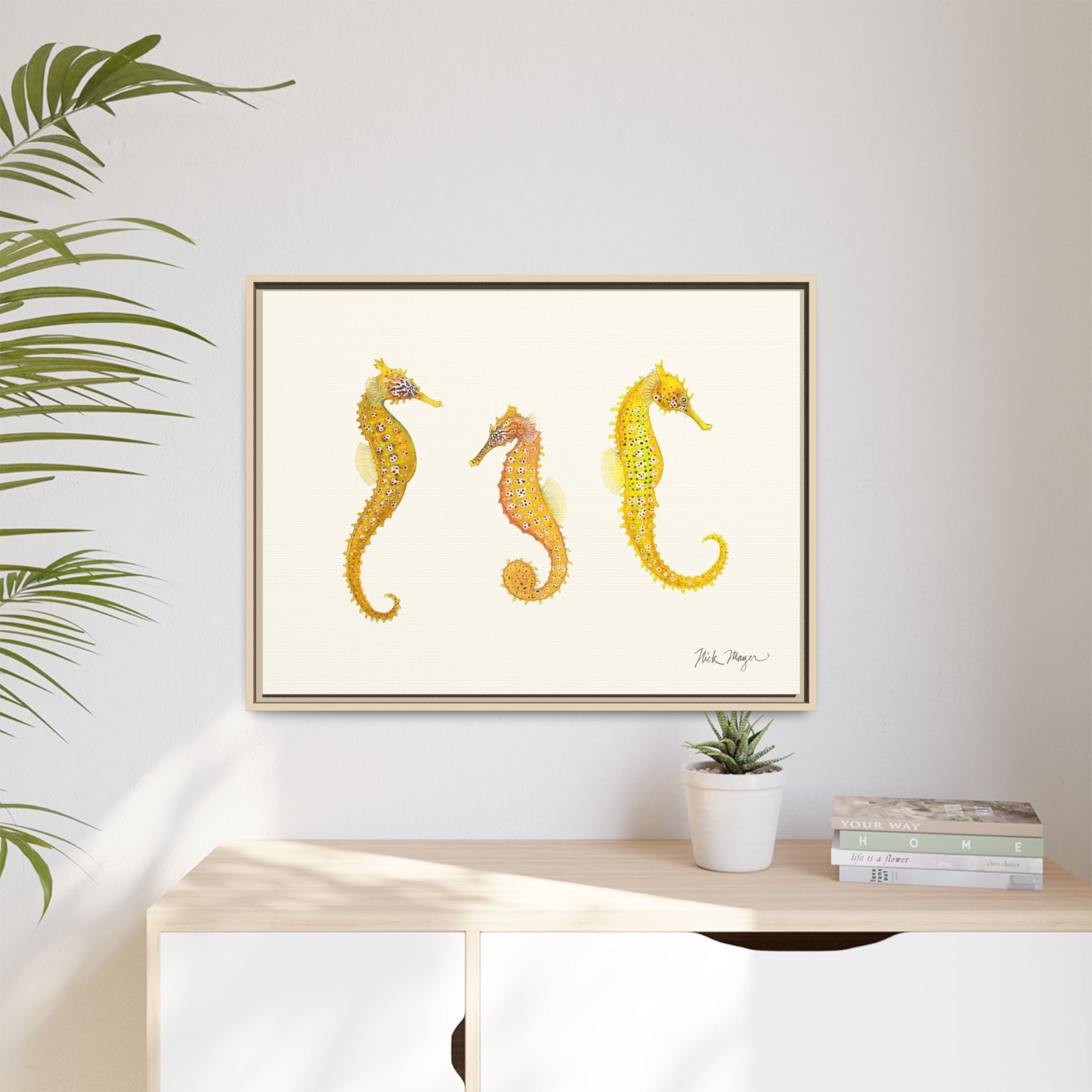Giant Seahorse Trio Framed Canvas Print Printify