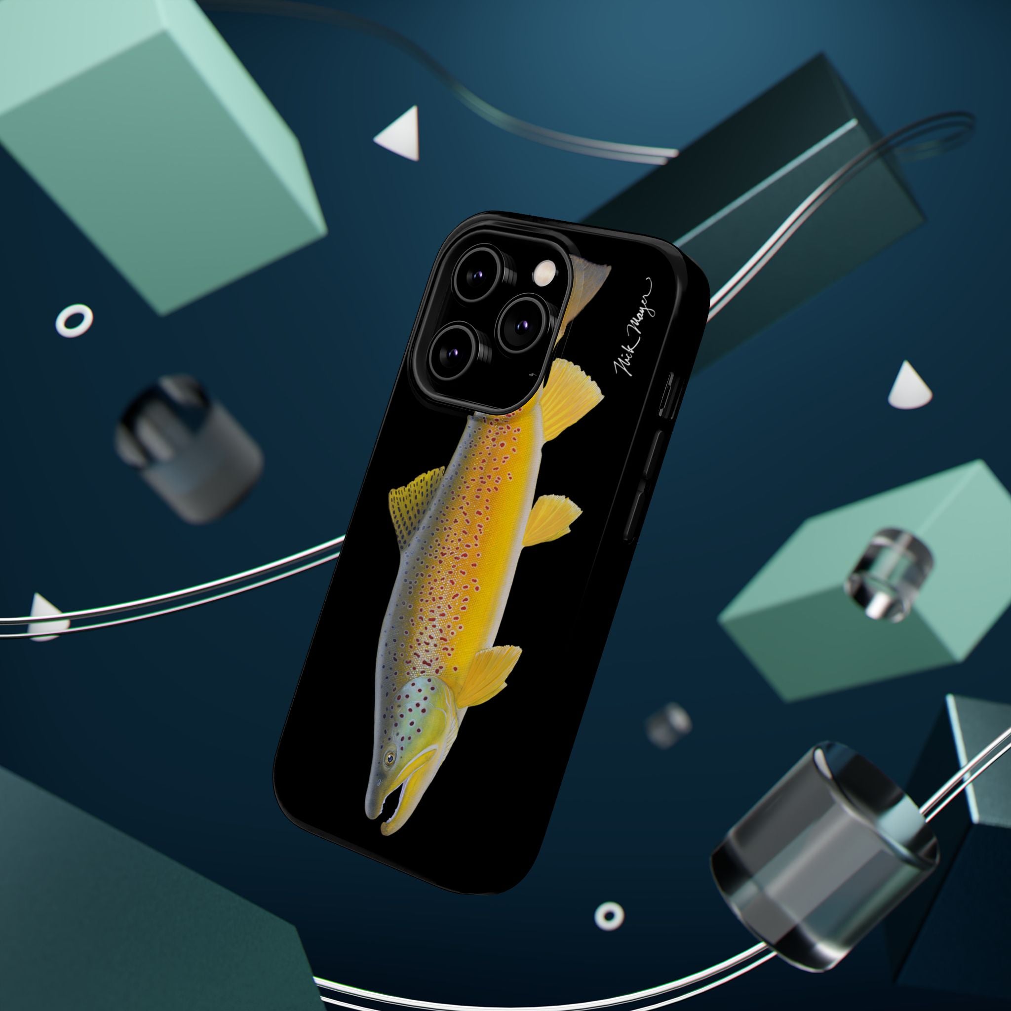 Brown Trout 3 Black MagSafe iPhone Case