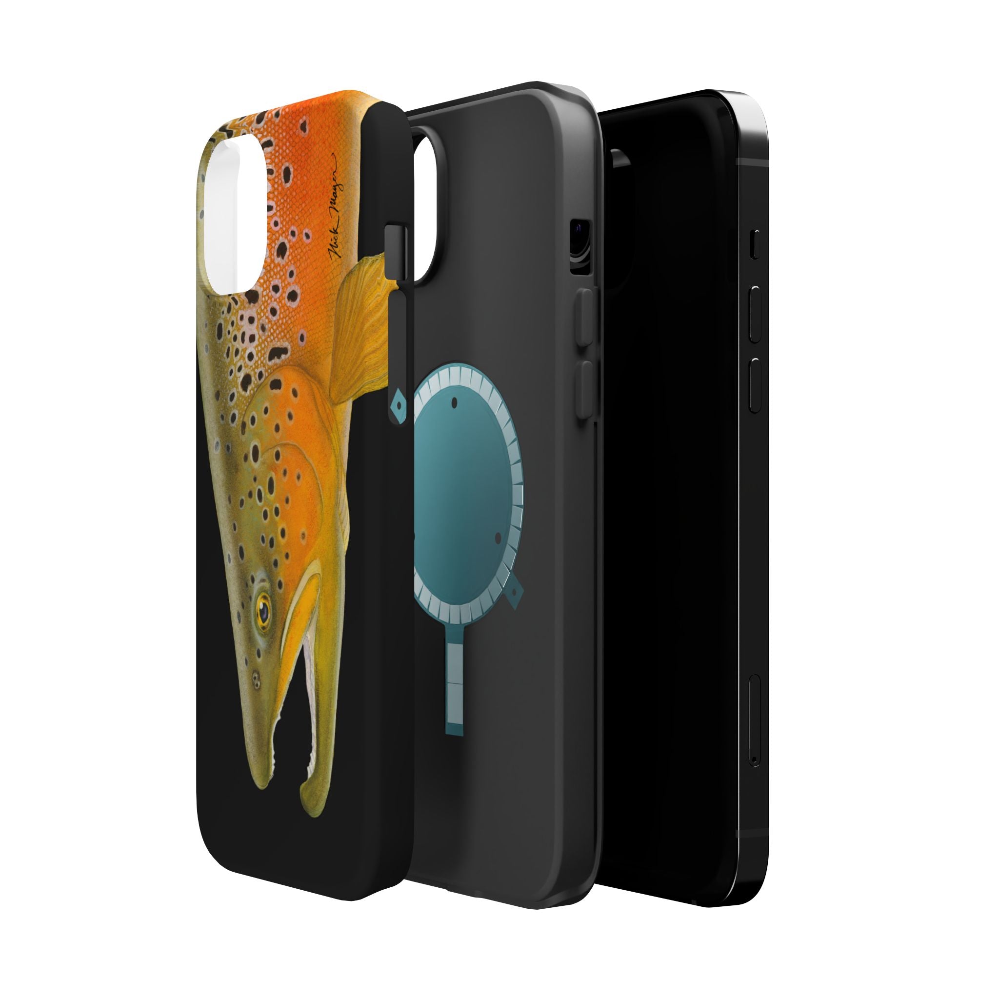 Brown Trout 2 Black MagSafe iPhone Case