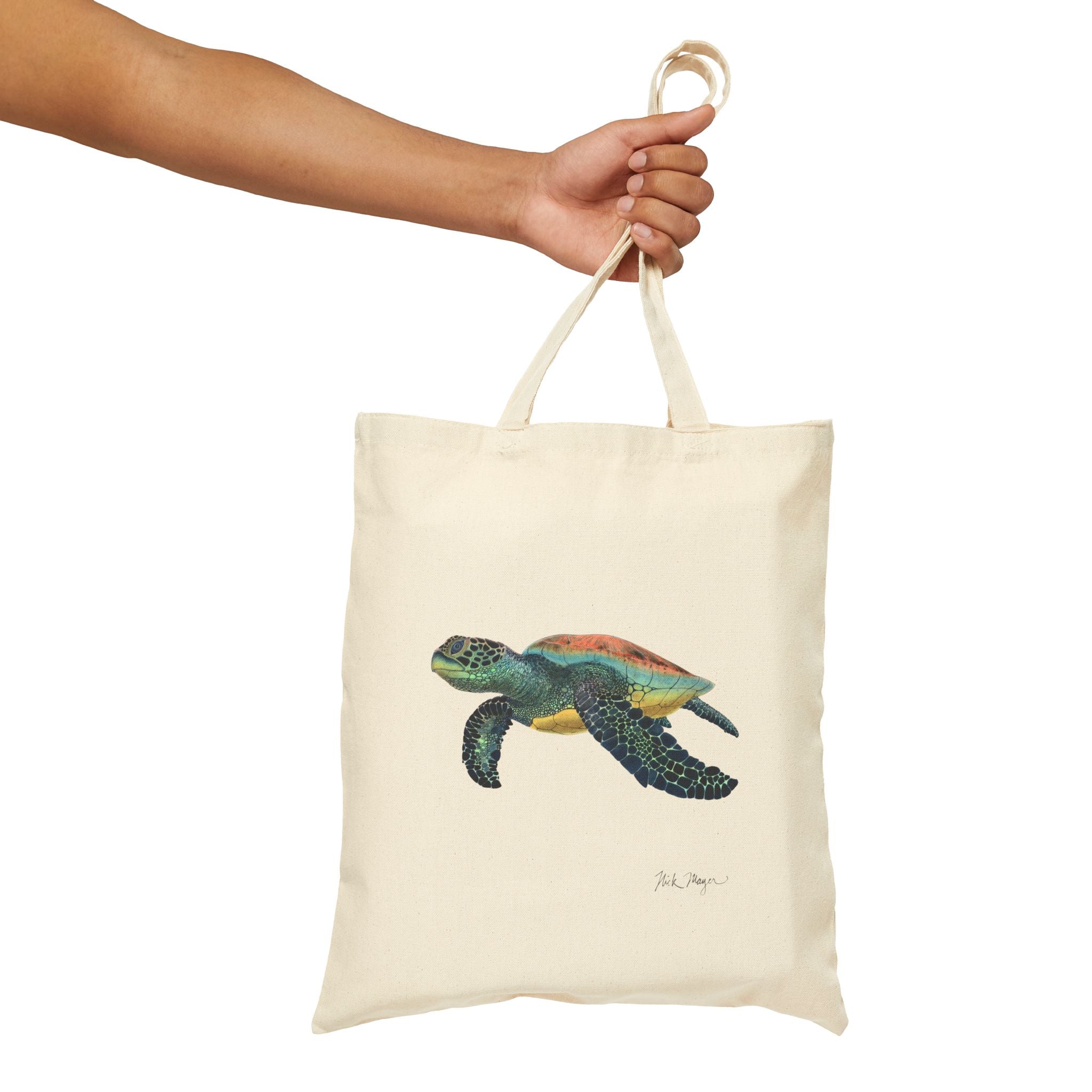 Green Sea Turtle II Cotton Canvas Tote Bag