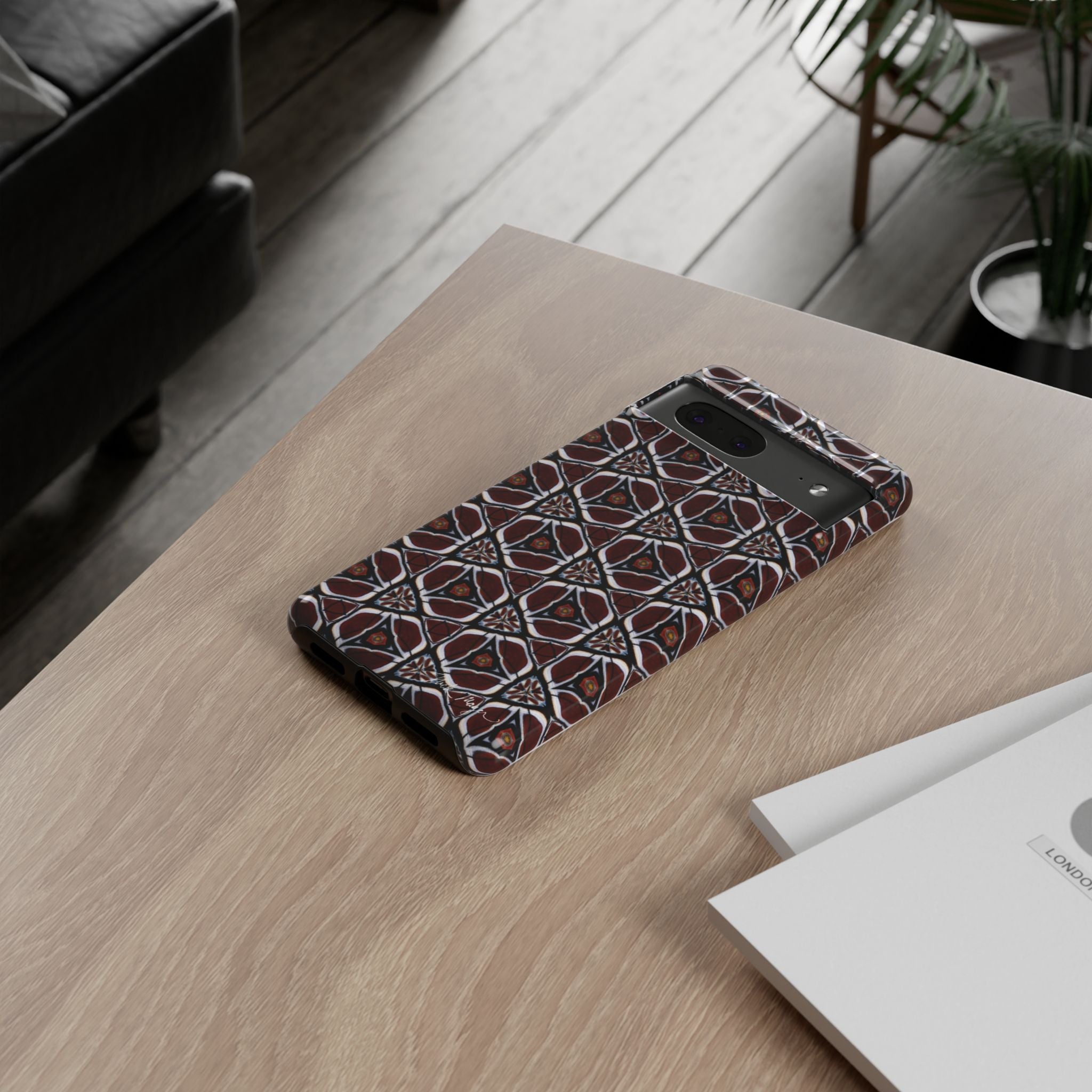 Maroon Butterfly Pattern Phone Case (Samsung)