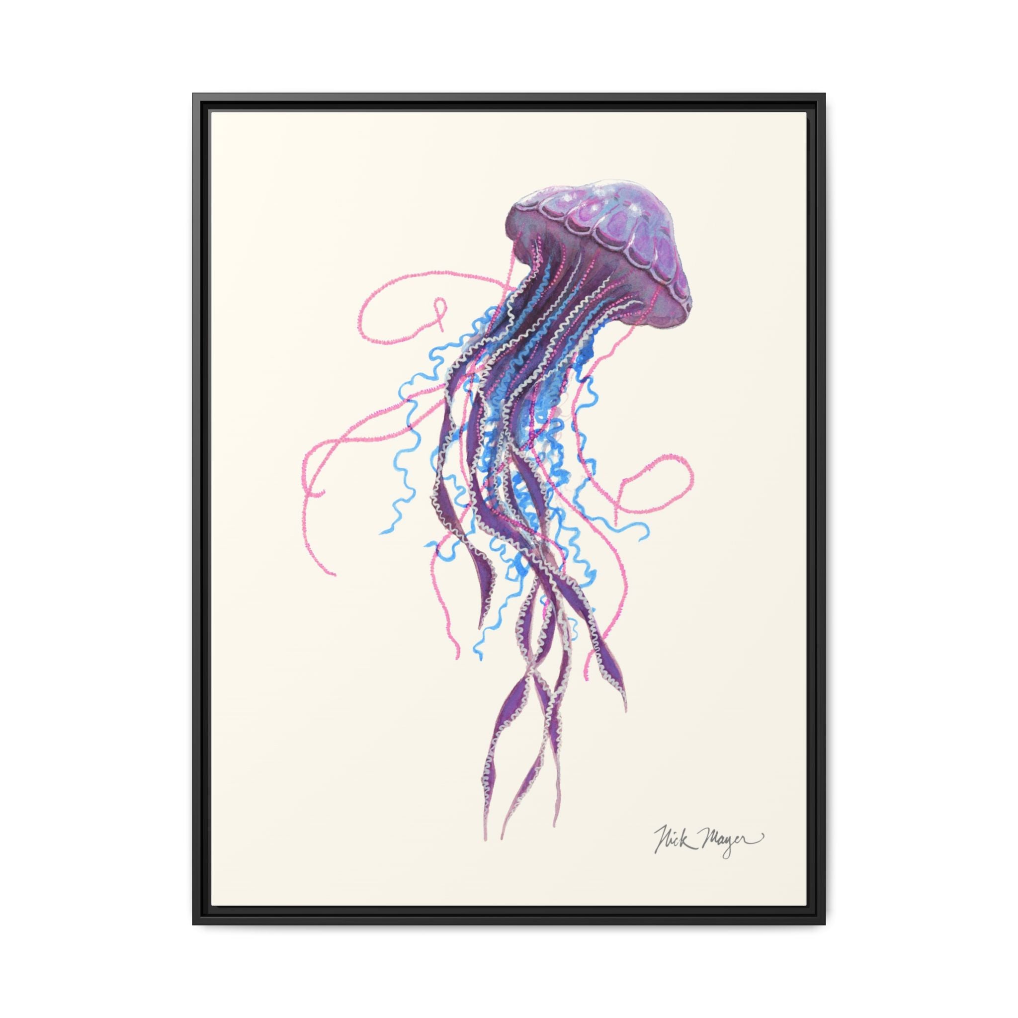 Purple Jellyfish II Framed Canvas Print Printify